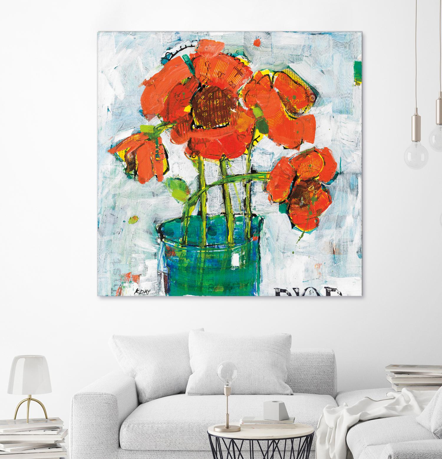 POP Original by Kellie Day on GIANT ART - turquoise floral