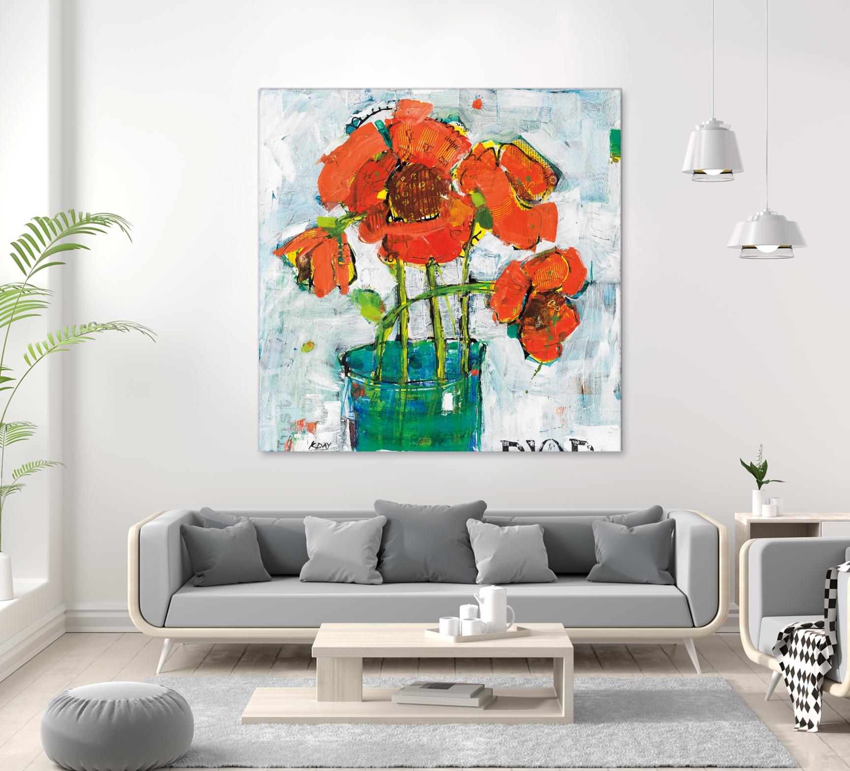 POP Original by Kellie Day on GIANT ART - turquoise floral