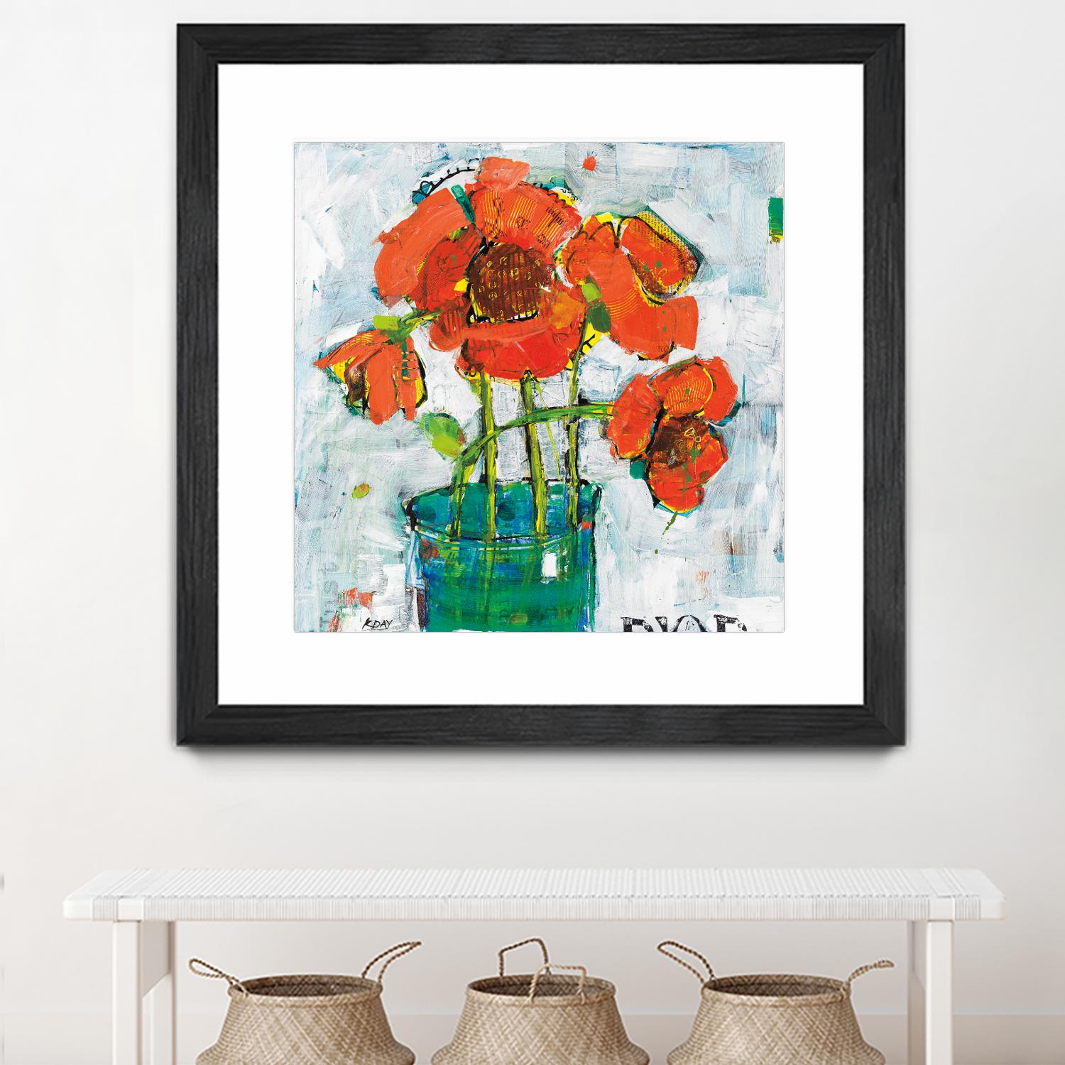 POP Original by Kellie Day on GIANT ART - turquoise floral