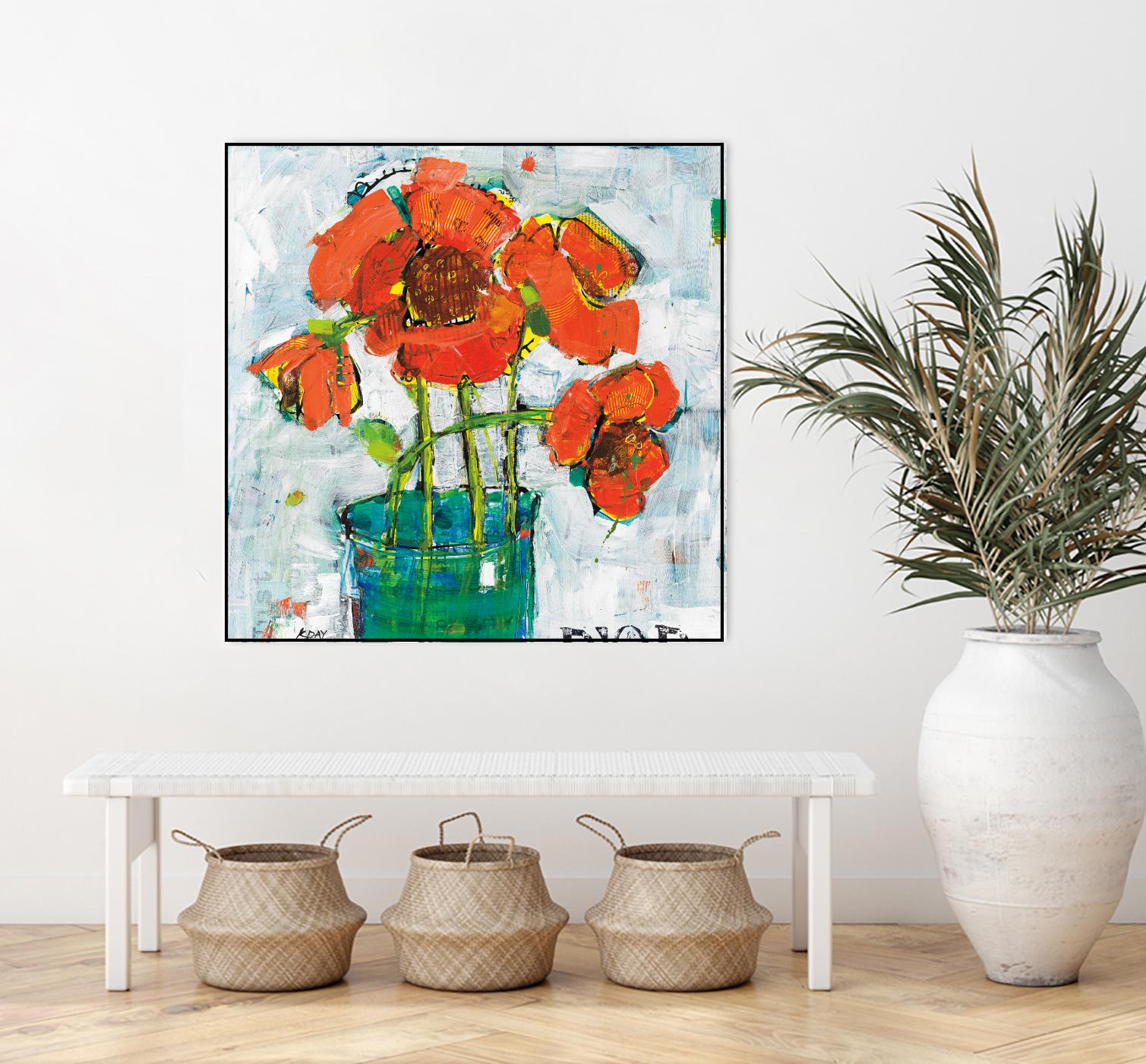 POP Original by Kellie Day on GIANT ART - turquoise floral