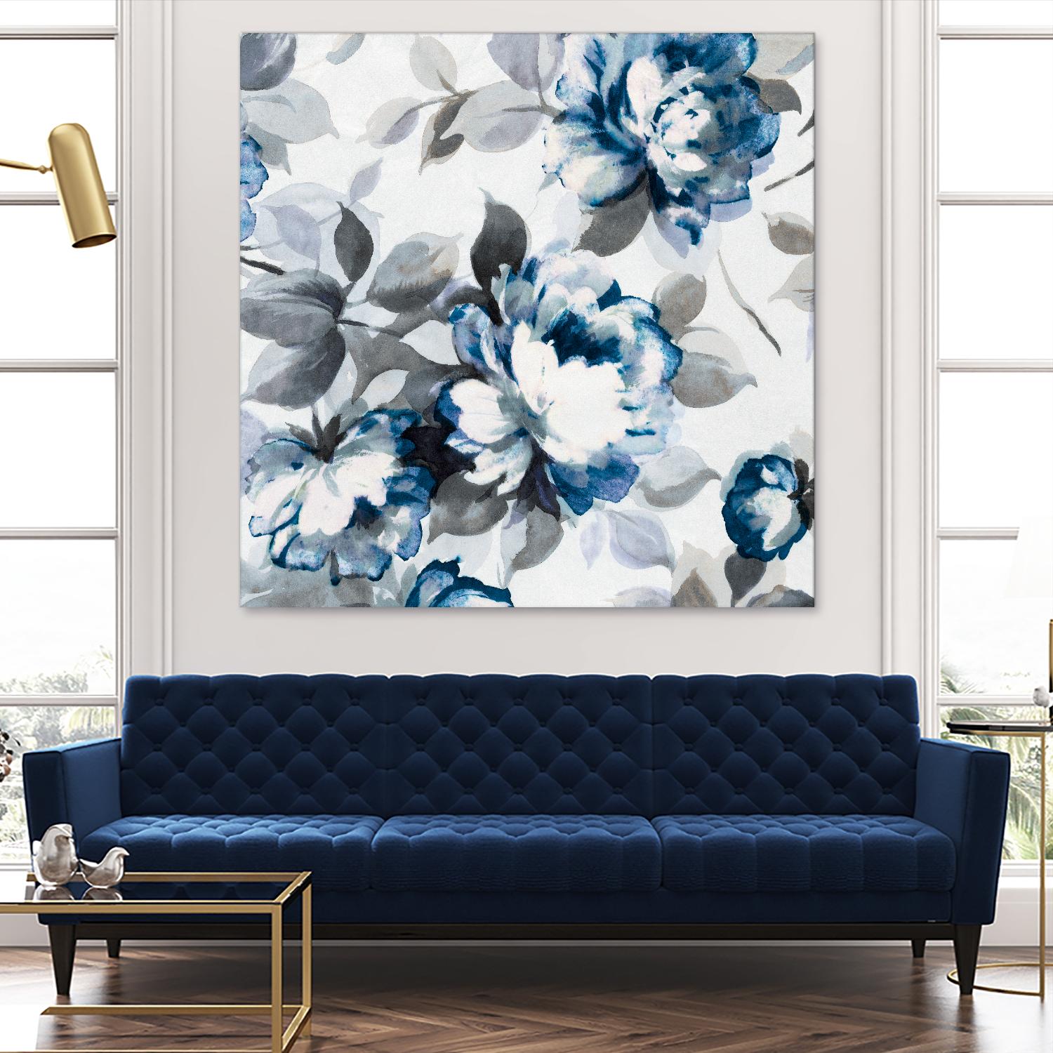 Scent of Roses Indigo II by Portfolio on GIANT ART - grey floral