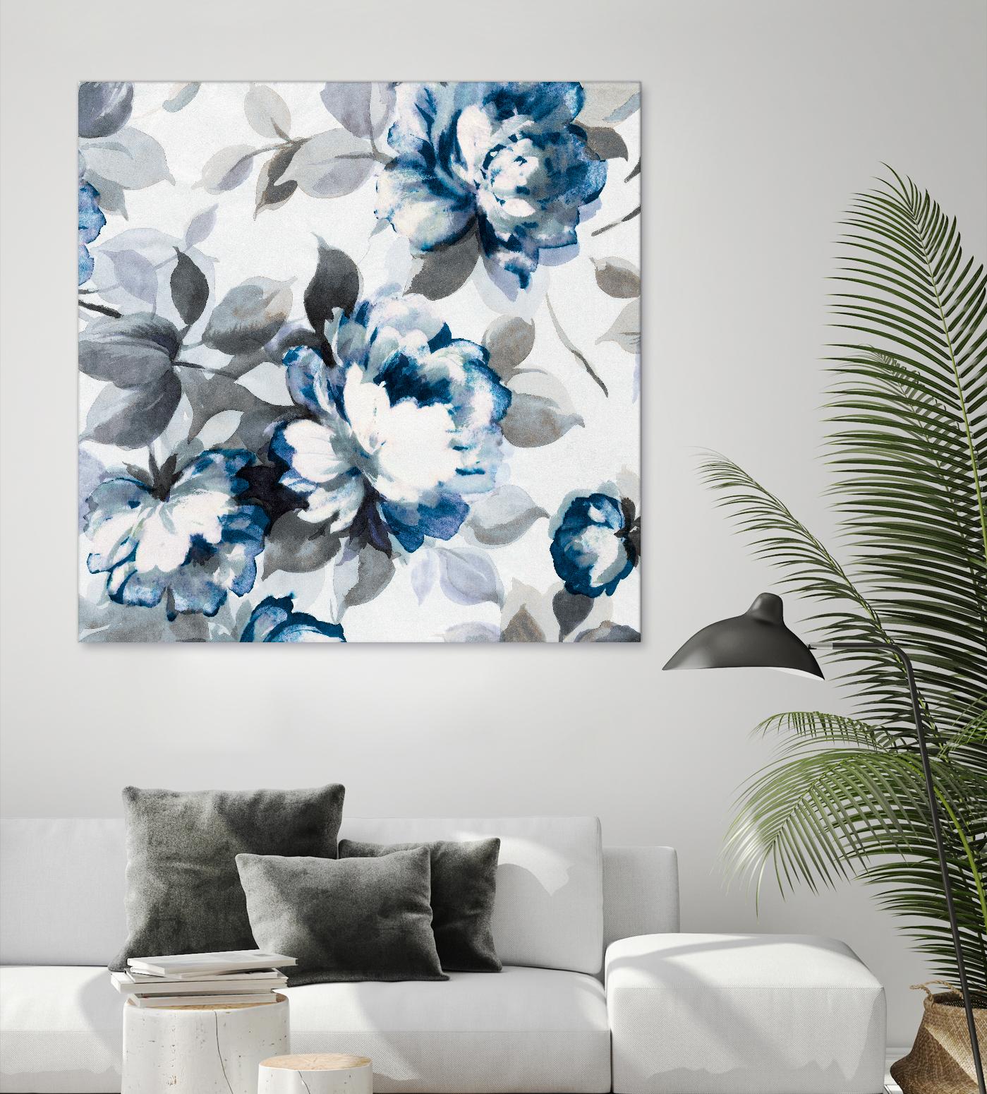 Scent of Roses Indigo II by Portfolio on GIANT ART - grey floral
