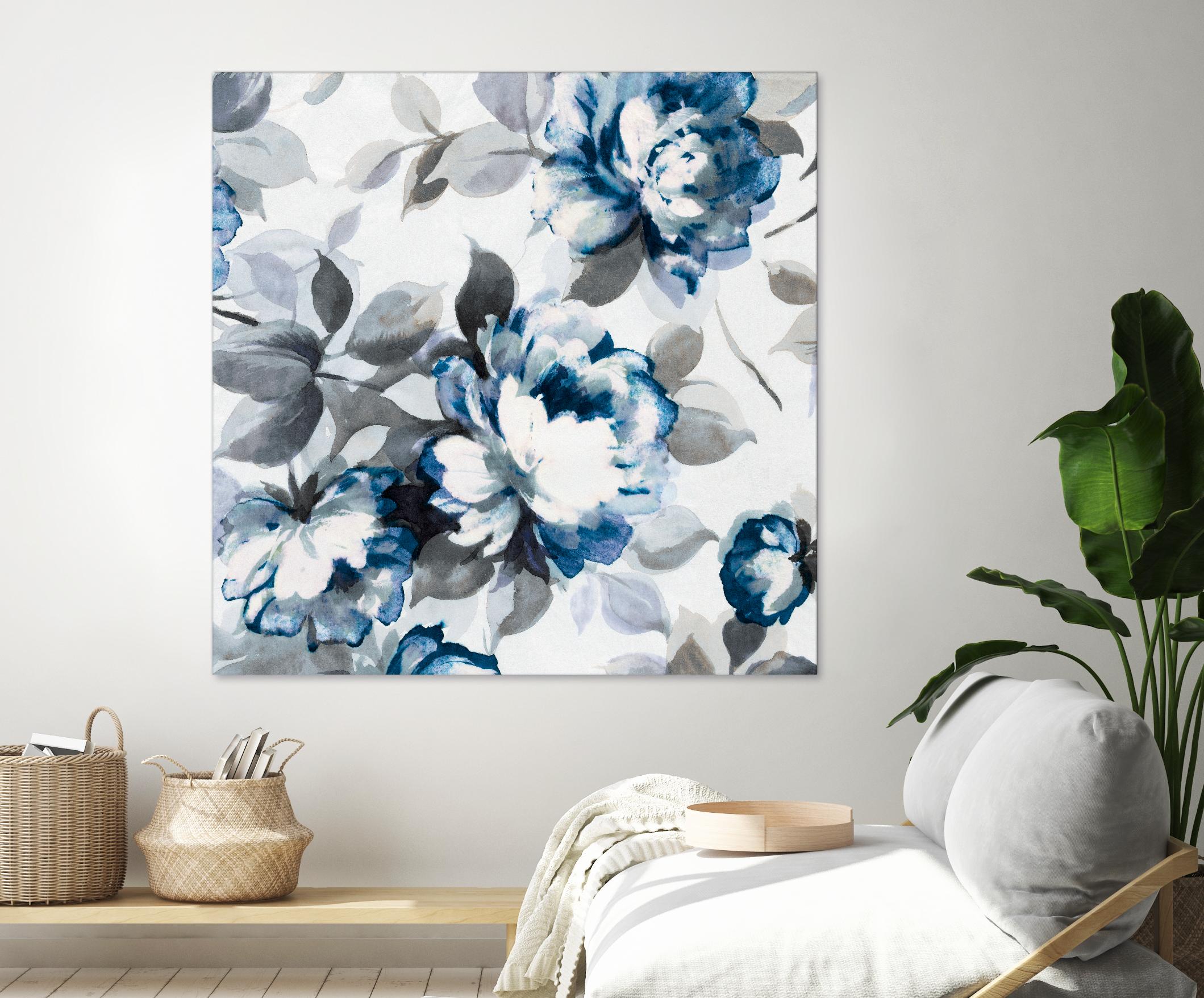 Scent of Roses Indigo II by Portfolio on GIANT ART - grey floral