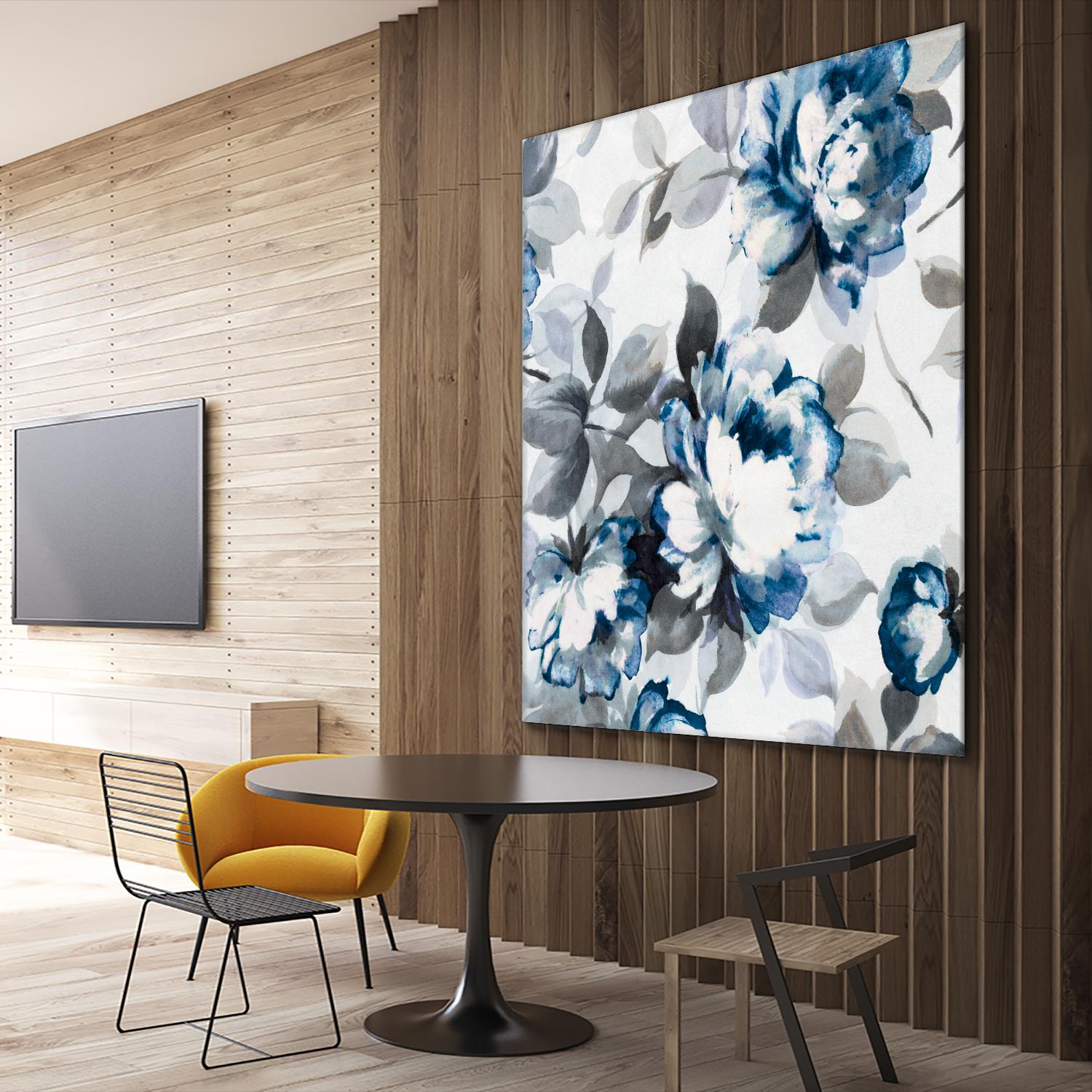 Scent of Roses Indigo II by Portfolio on GIANT ART - grey floral