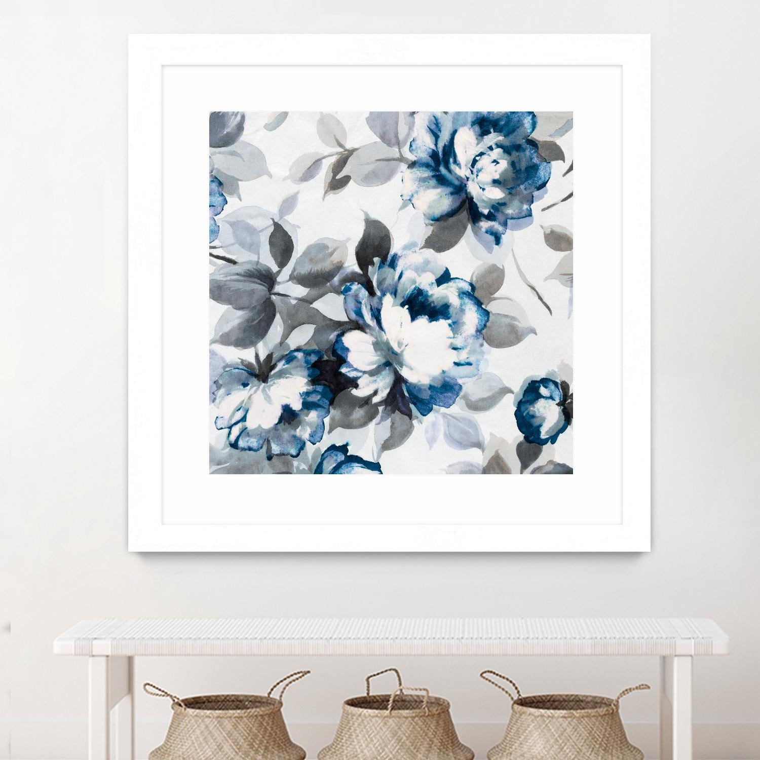 Scent of Roses Indigo II by Portfolio on GIANT ART - grey floral