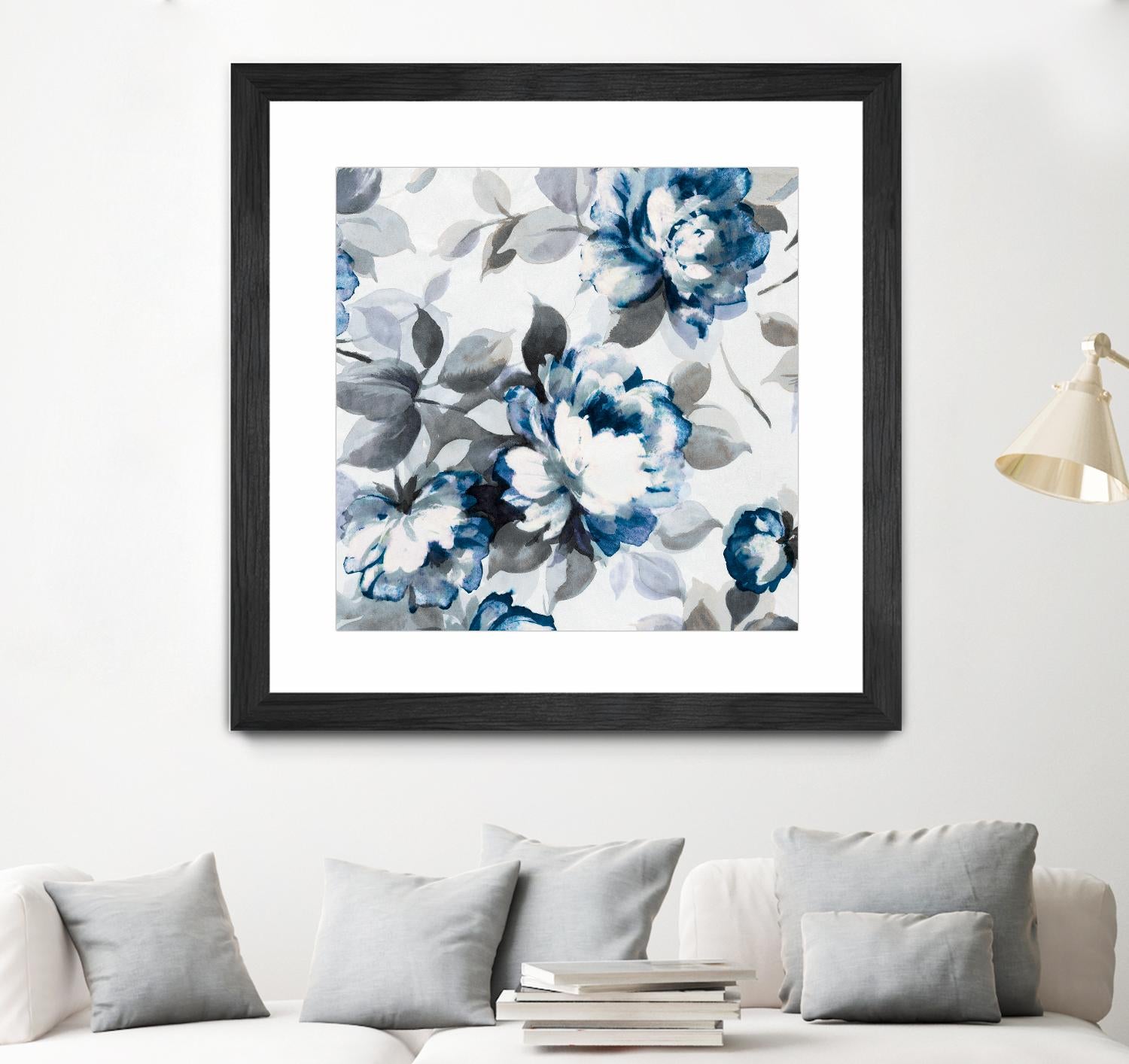 Scent of Roses Indigo II by Portfolio on GIANT ART - grey floral