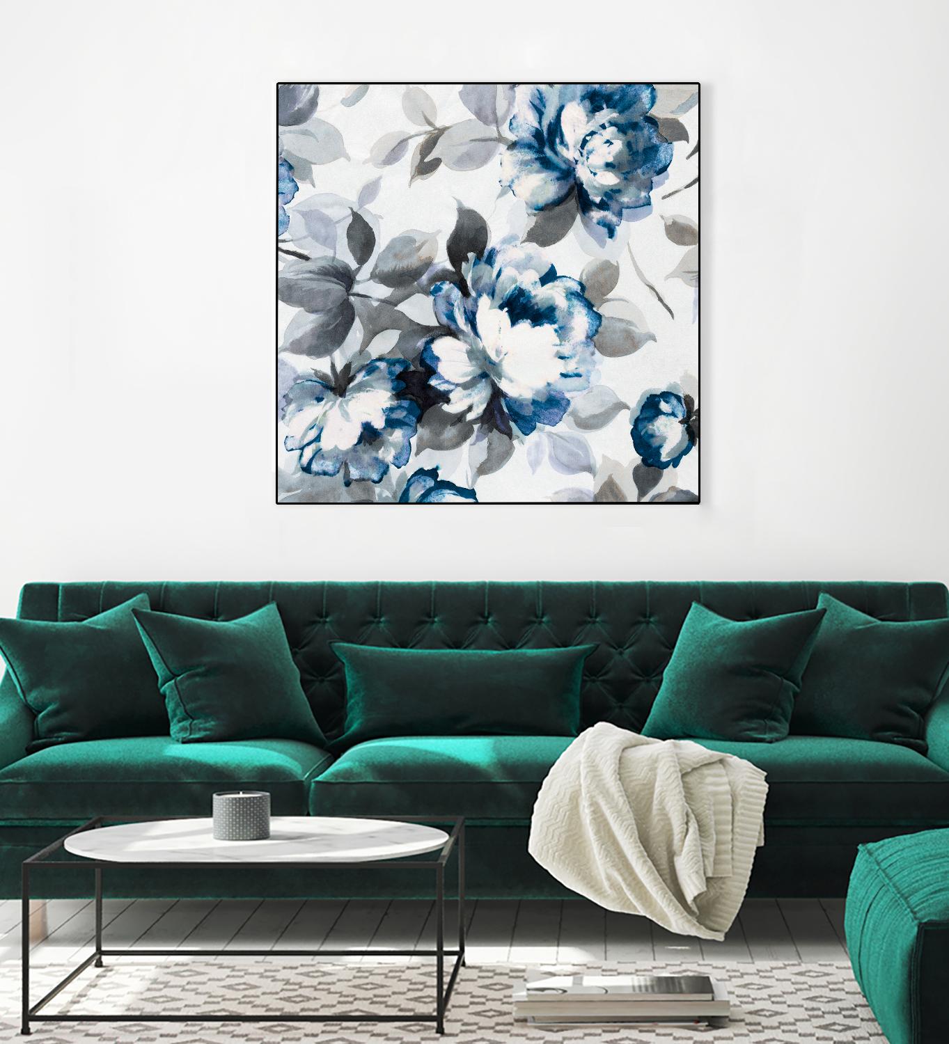 Scent of Roses Indigo II by Portfolio on GIANT ART - grey floral