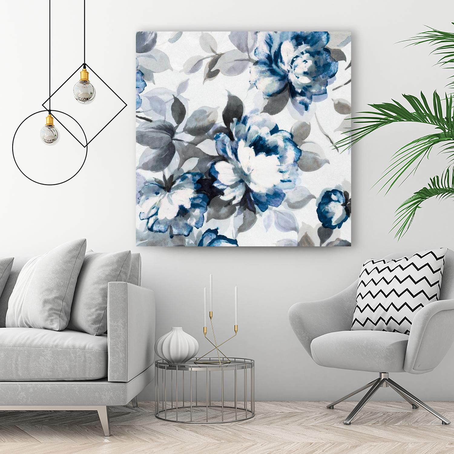 Scent of Roses Indigo II by Portfolio on GIANT ART - blue floral