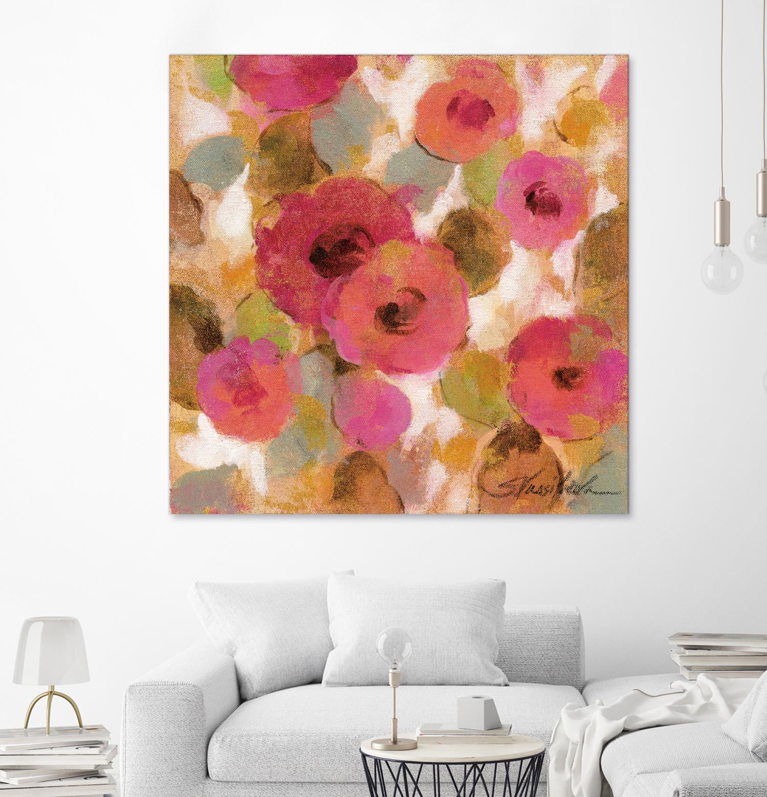 Glorious Pink Floral II by Silvia Vassileva on GIANT ART - yellow floral