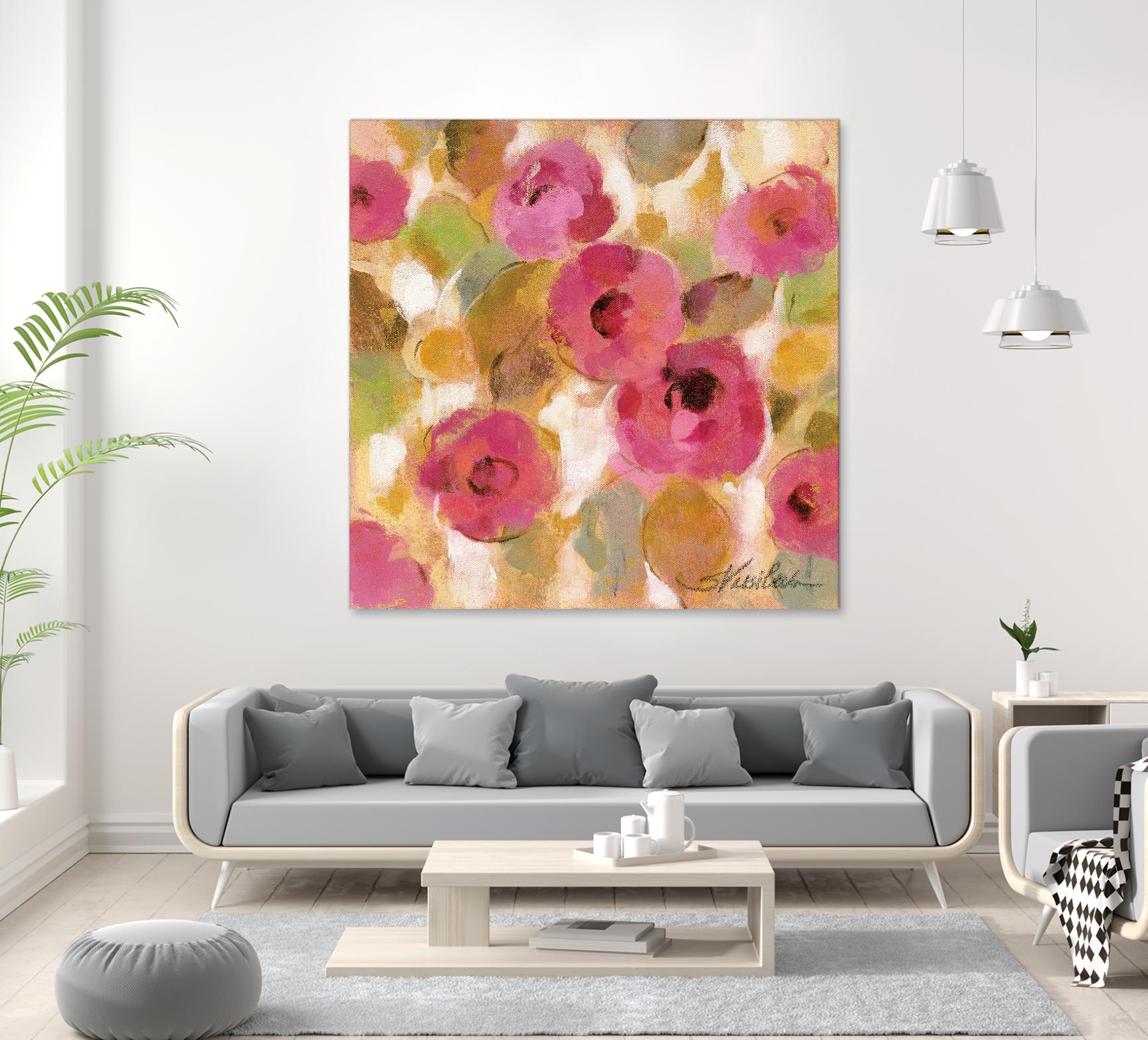 Glorious Pink Floral III by Silvia Vassileva on GIANT ART - yellow floral