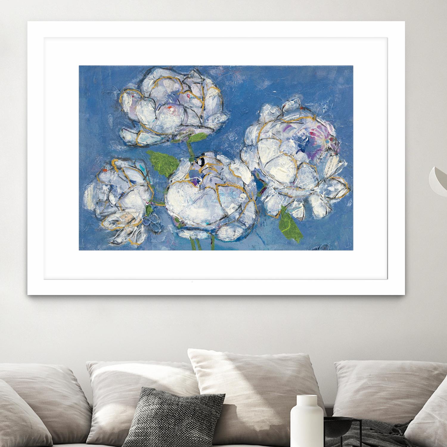 Vase of Peonies Crop by Kellie Day on GIANT ART - white floral