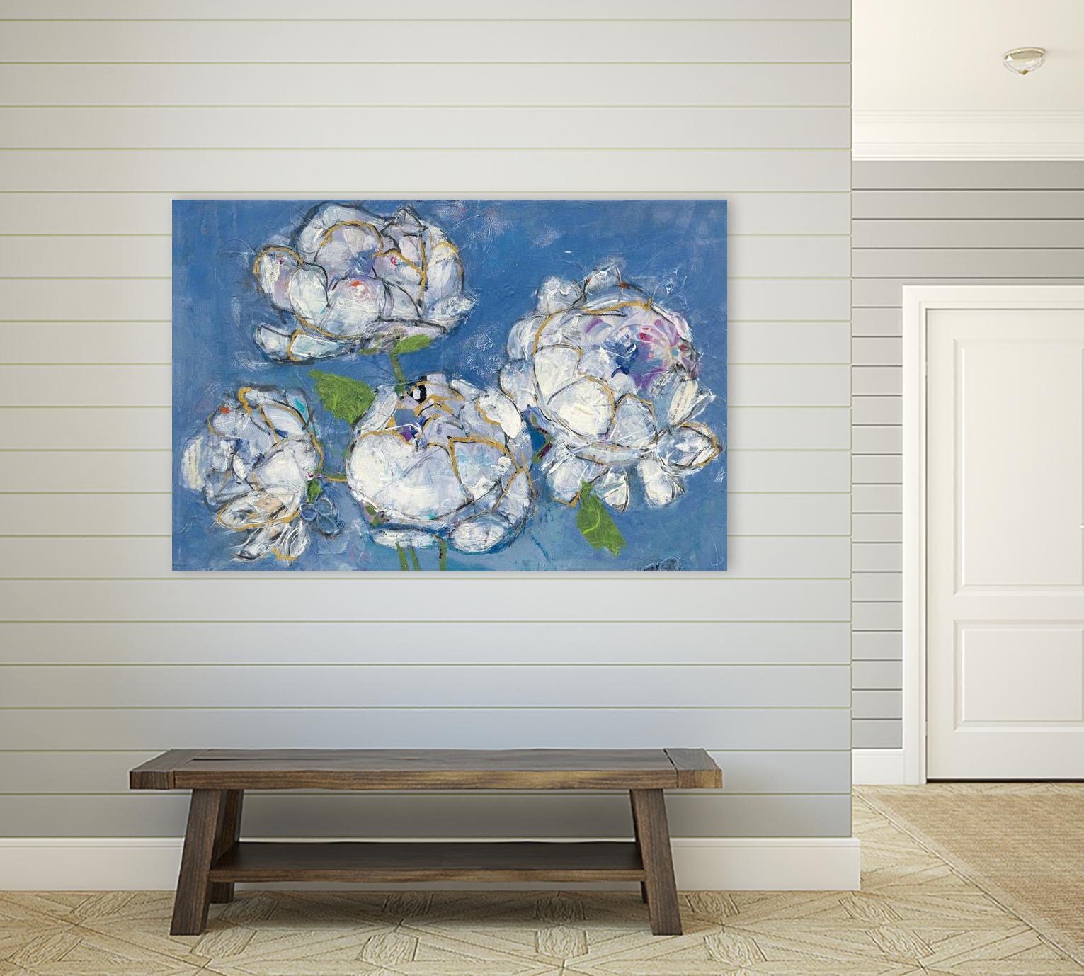 Vase of Peonies Crop by Kellie Day on GIANT ART - white floral
