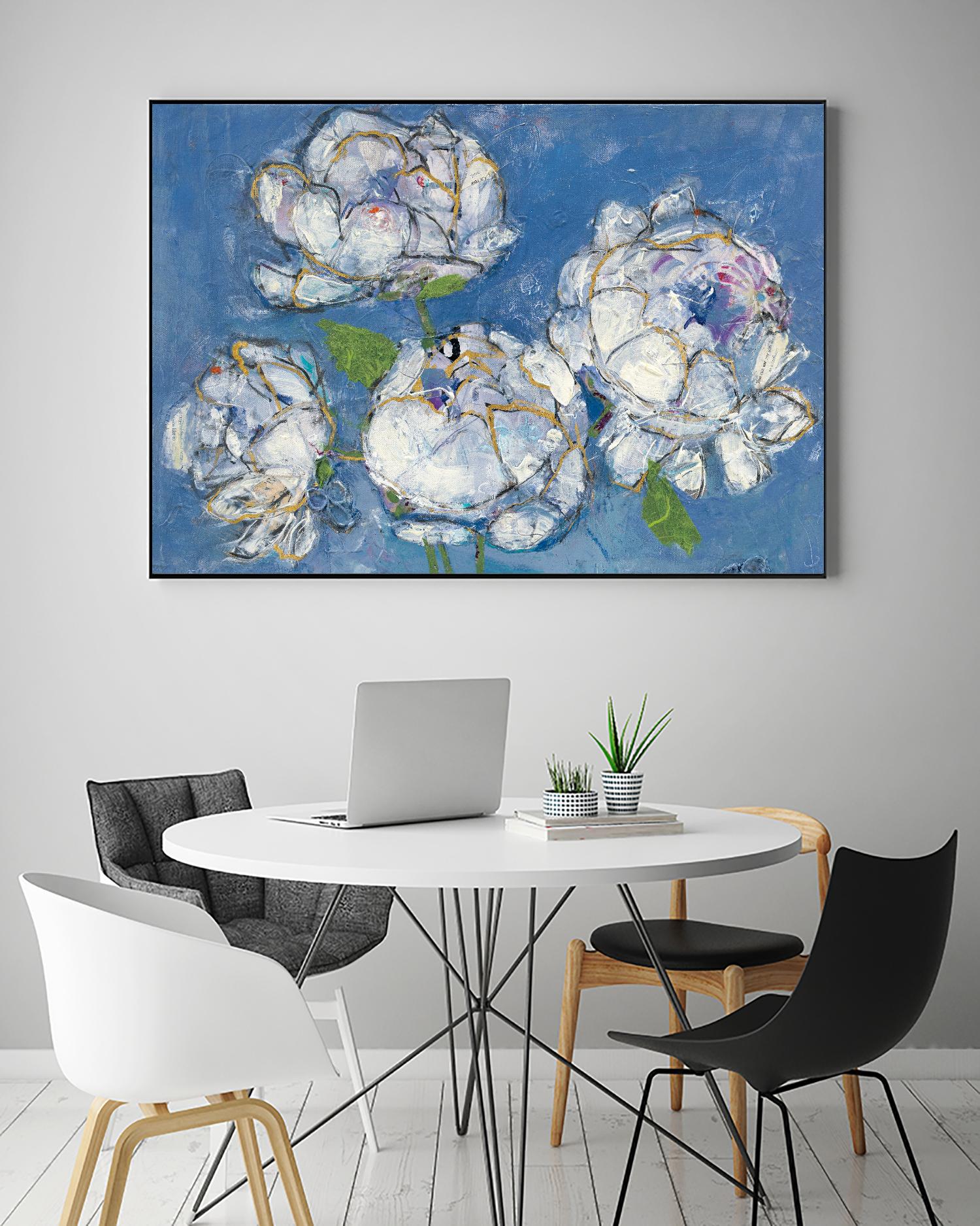 Vase of Peonies Crop by Kellie Day on GIANT ART - white floral