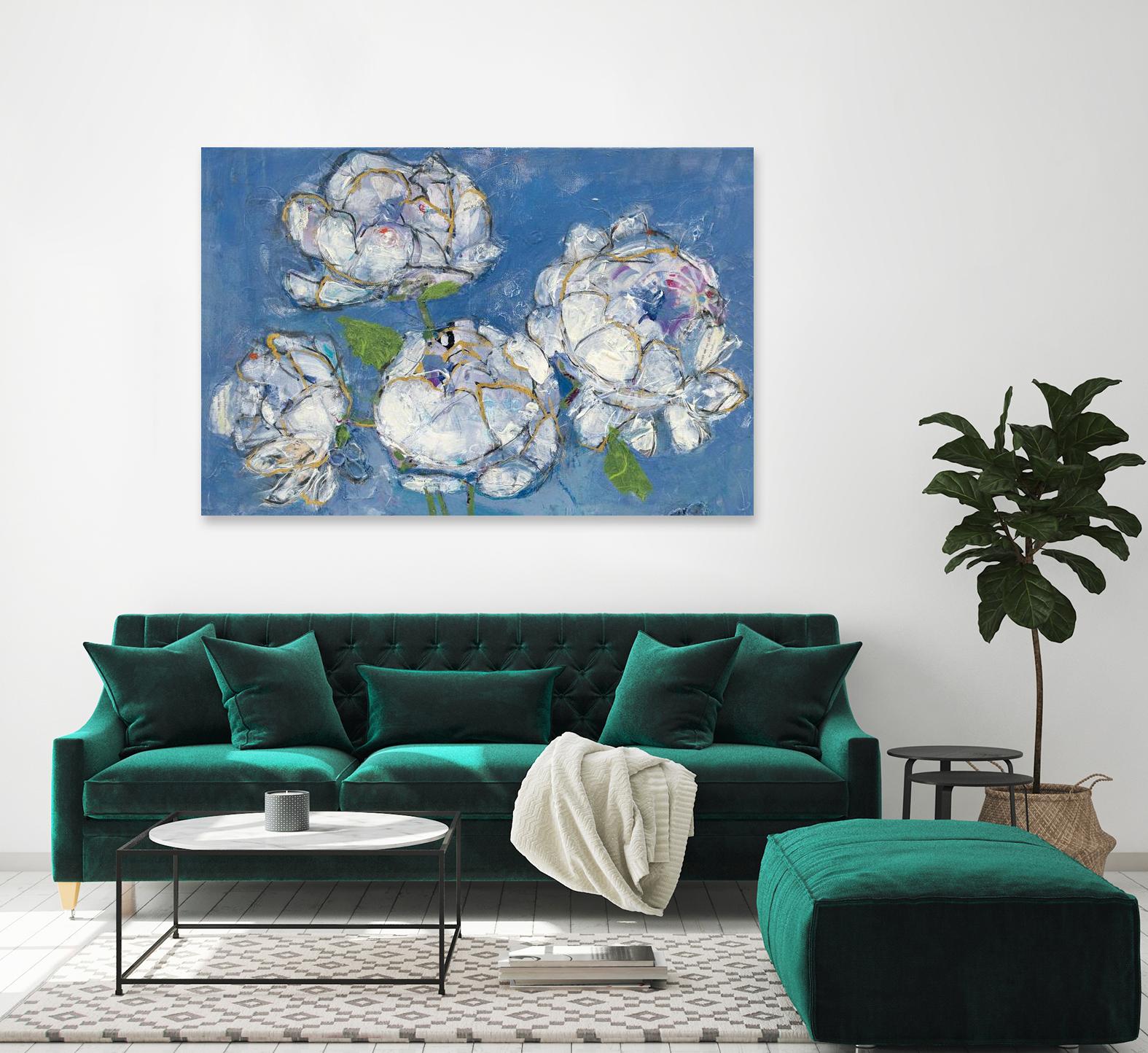 Vase of Peonies Crop by Kellie Day on GIANT ART - white floral