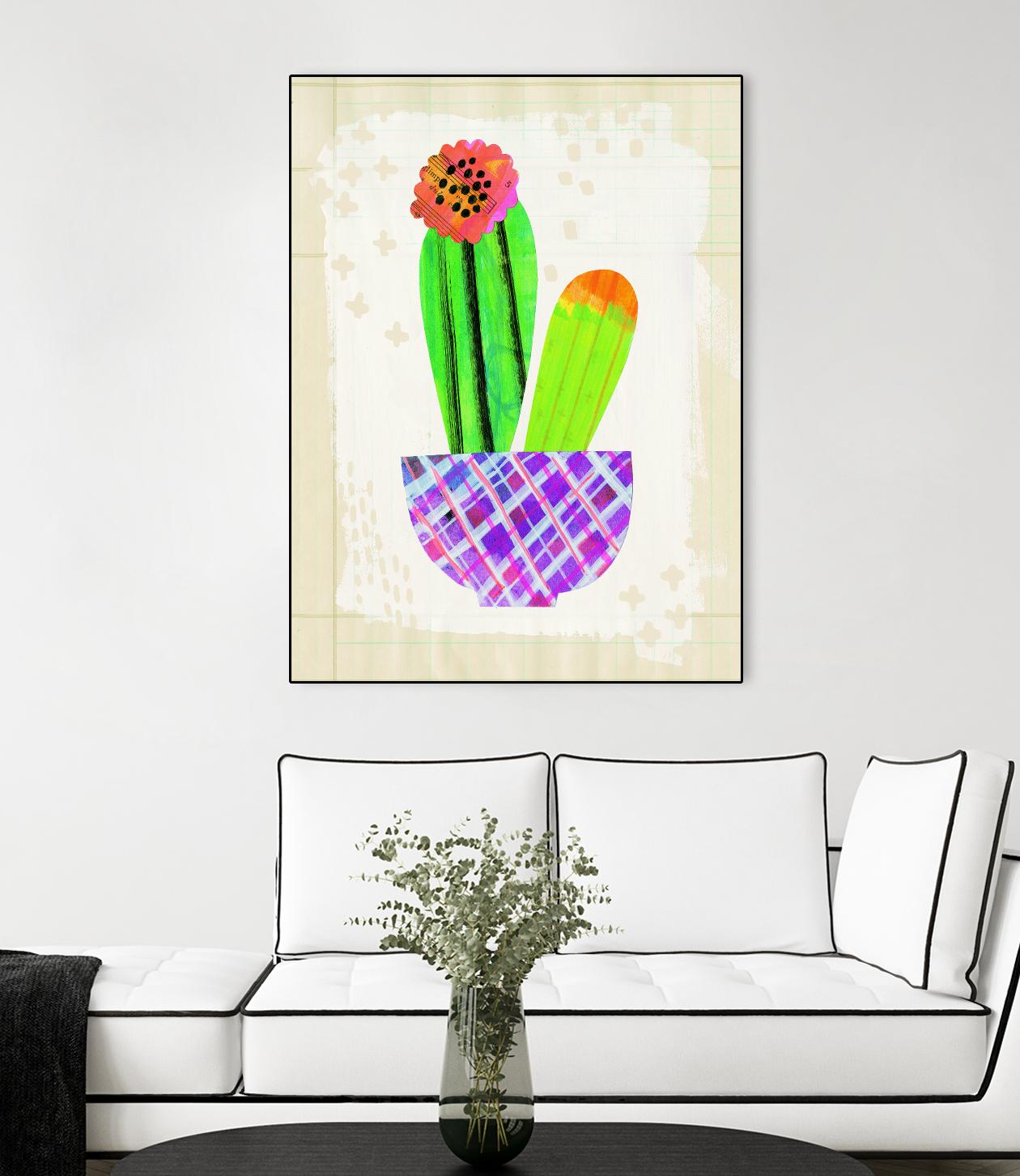 Collage Cactus I on Graph Paper by Melissa Averinos on GIANT ART - beige botany