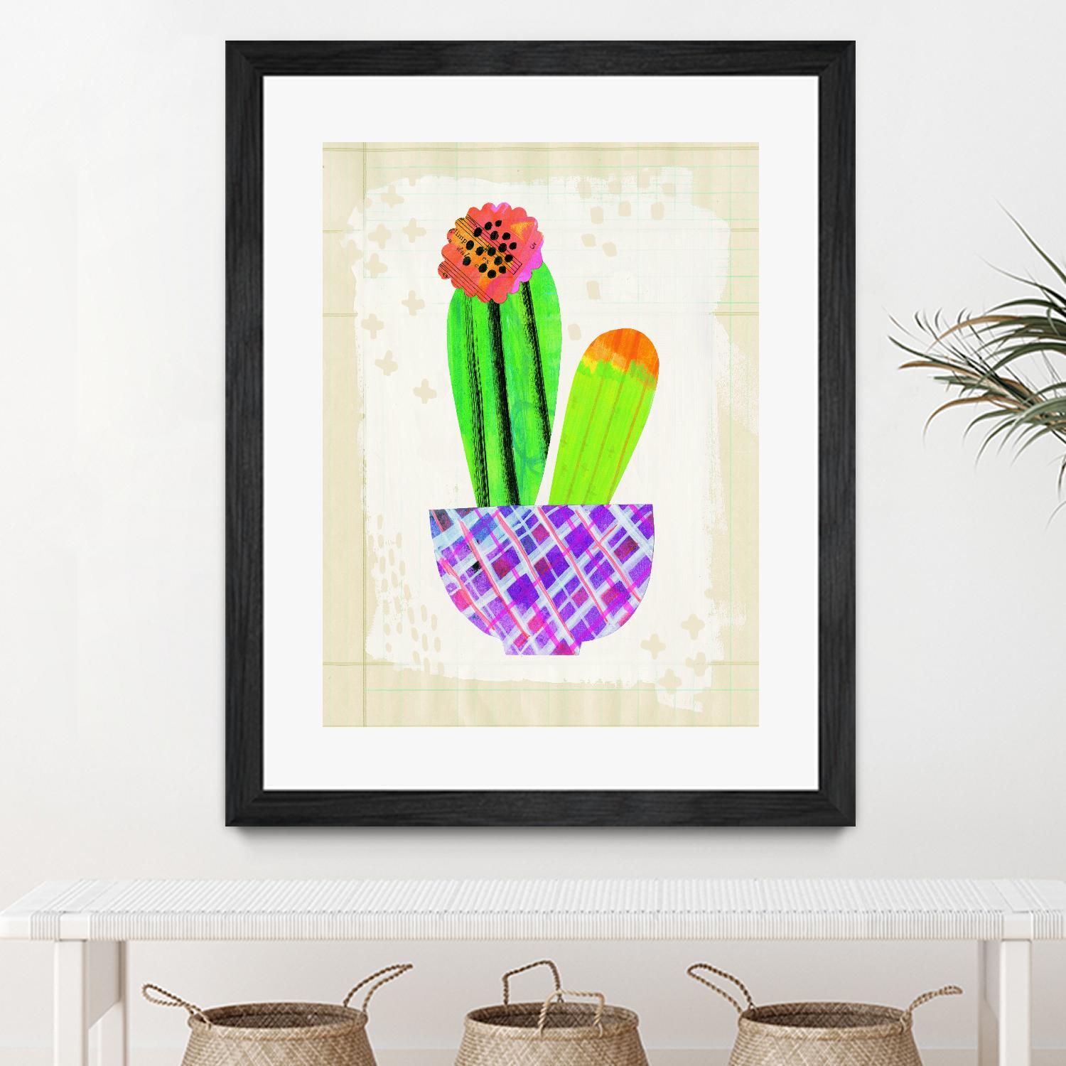 Collage Cactus I on Graph Paper by Melissa Averinos on GIANT ART - beige botany