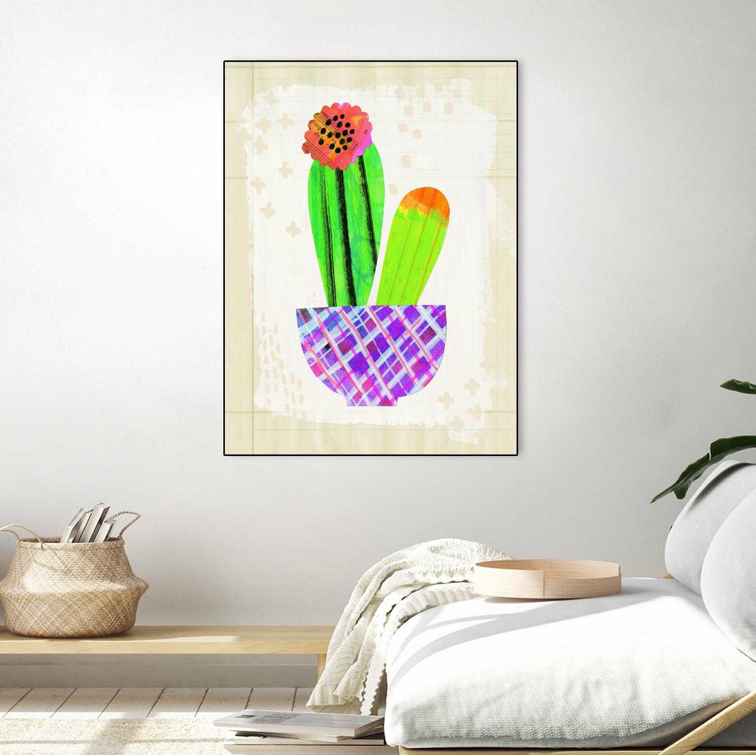 Collage Cactus I on Graph Paper by Melissa Averinos on GIANT ART - beige botany