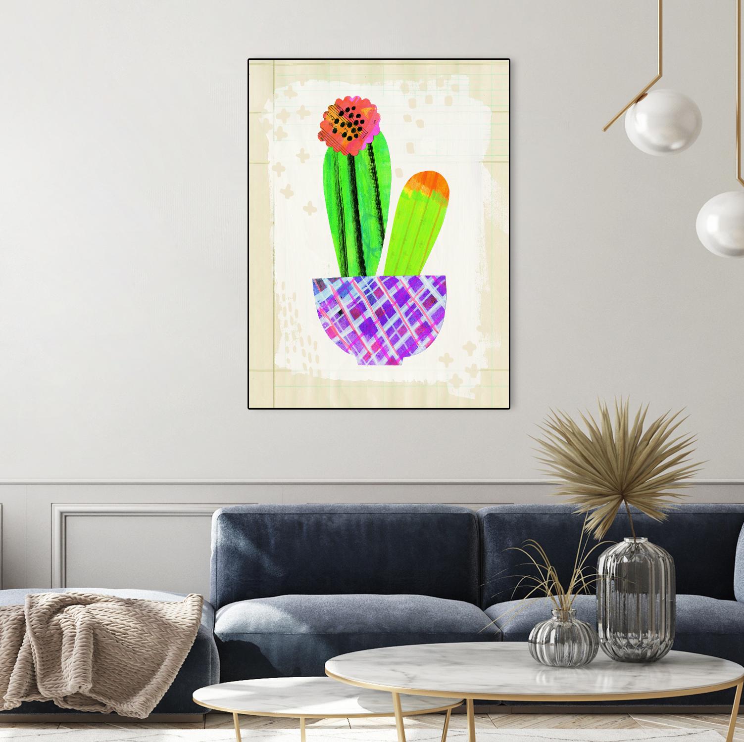Collage Cactus I on Graph Paper by Melissa Averinos on GIANT ART - beige botany