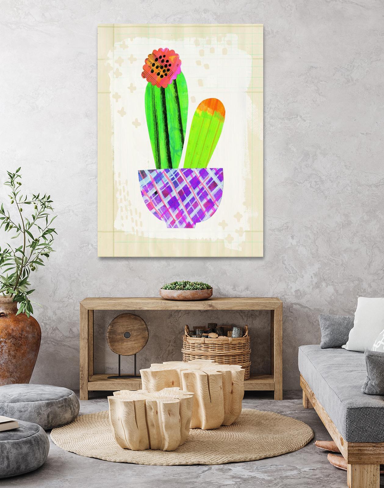Collage Cactus I on Graph Paper by Melissa Averinos on GIANT ART - beige botany