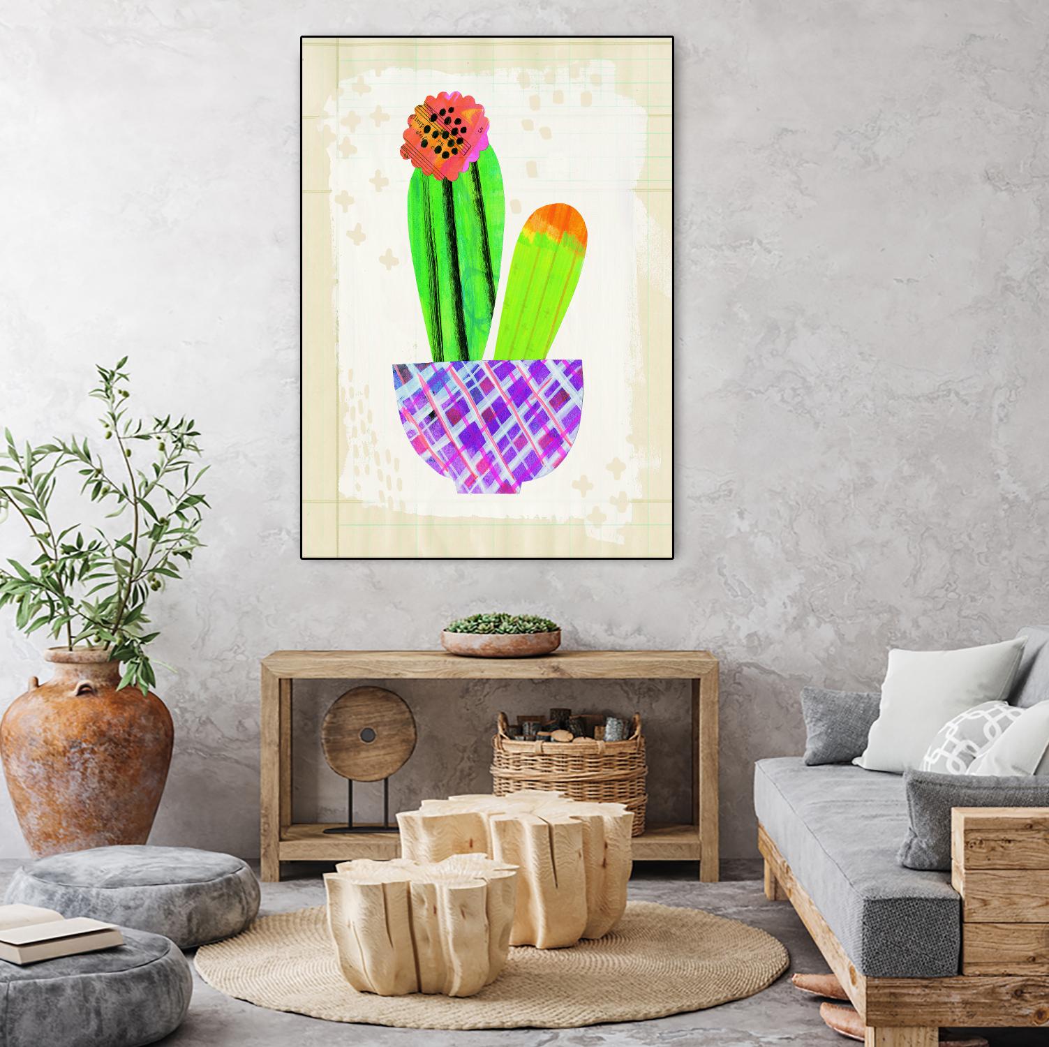 Collage Cactus I on Graph Paper by Melissa Averinos on GIANT ART - beige botany