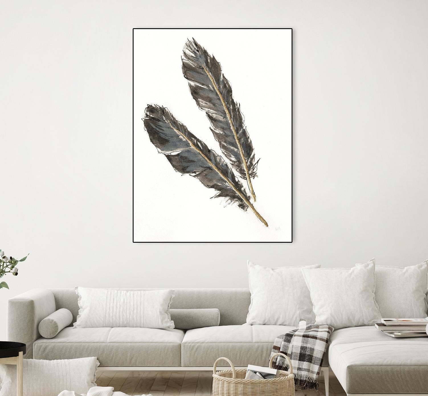 Gold Feathers III on White by Chris Paschke on GIANT ART - gold contemporary
