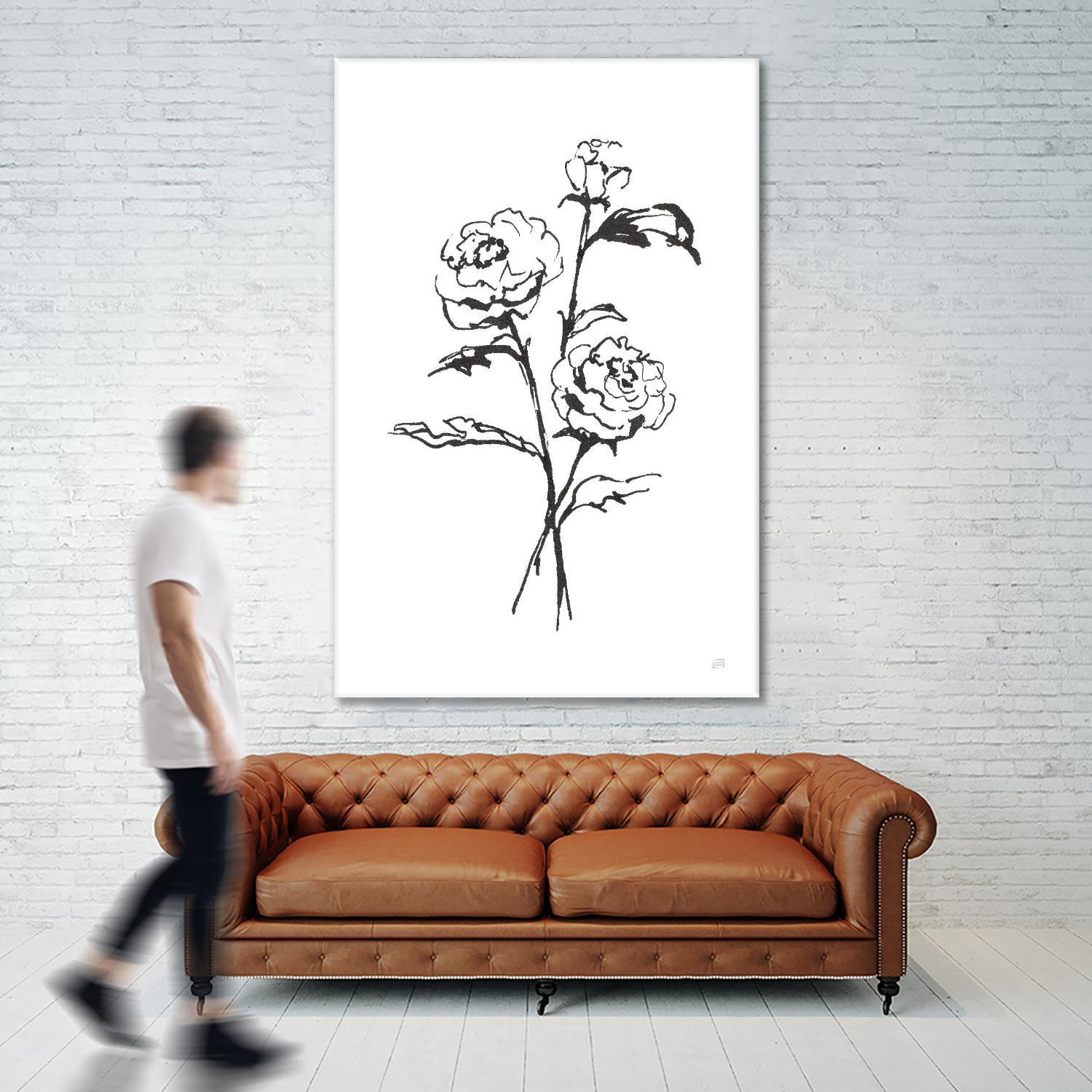 Line Ranunculus I by Chris Paschke on GIANT ART - florals black