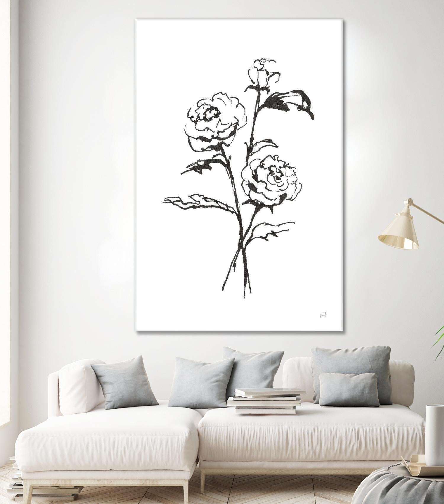 Line Ranunculus I by Chris Paschke on GIANT ART - florals black
