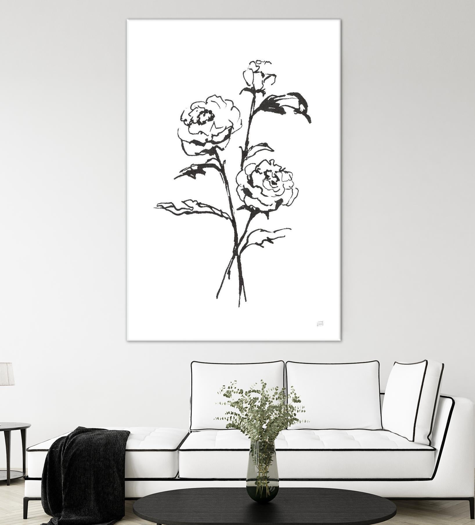 Line Ranunculus I by Chris Paschke on GIANT ART - florals black