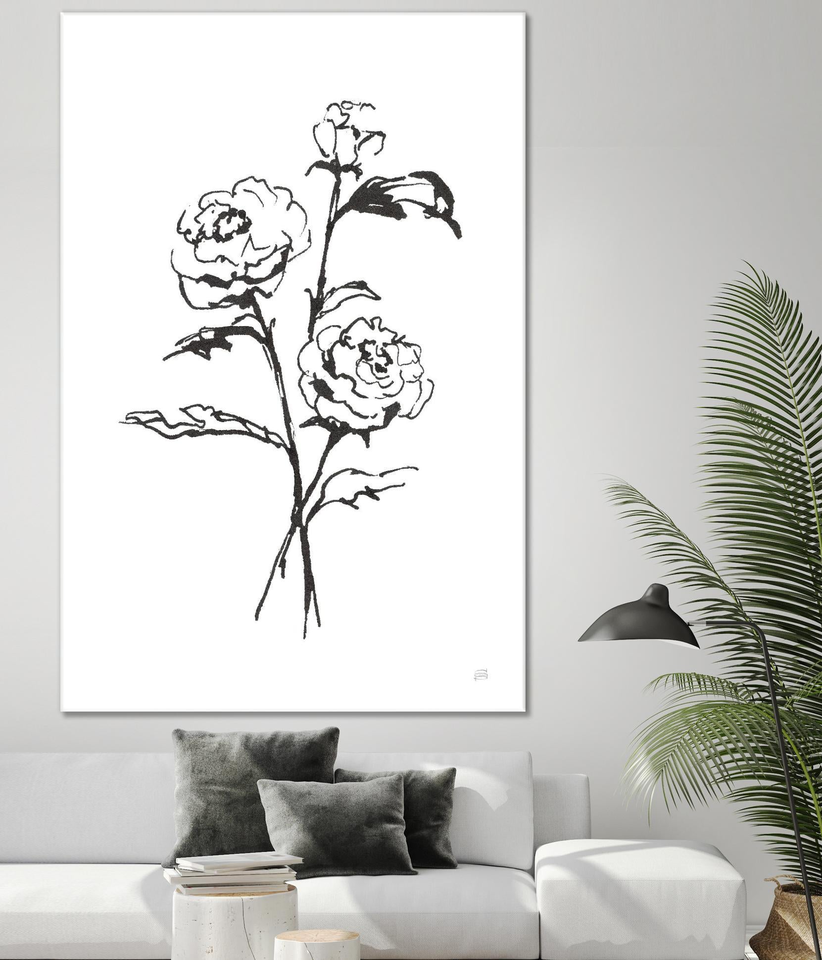 Line Ranunculus I by Chris Paschke on GIANT ART - florals black