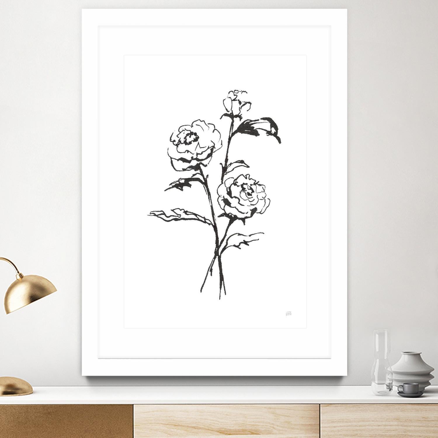 Line Ranunculus I by Chris Paschke on GIANT ART - florals black