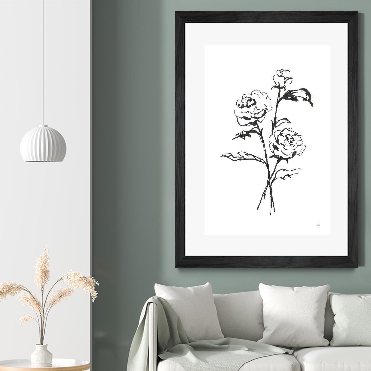 Line Ranunculus I by Chris Paschke on GIANT ART - florals black