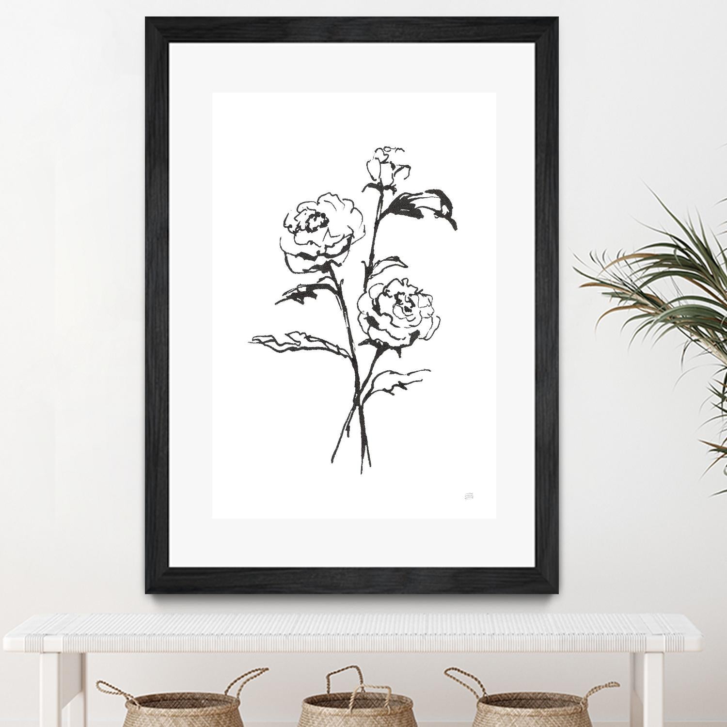 Line Ranunculus I by Chris Paschke on GIANT ART - florals black