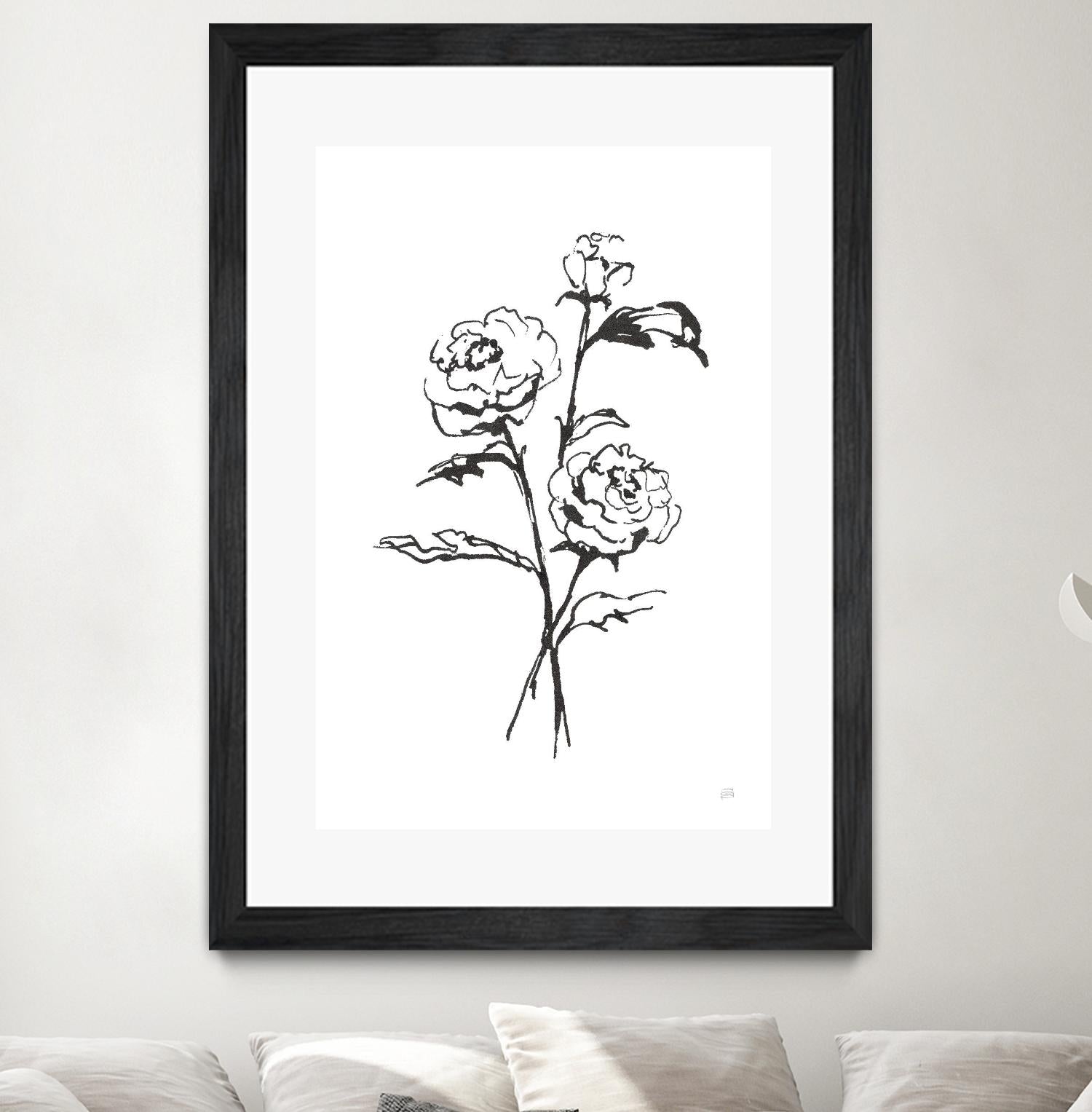 Line Ranunculus I by Chris Paschke on GIANT ART - florals black