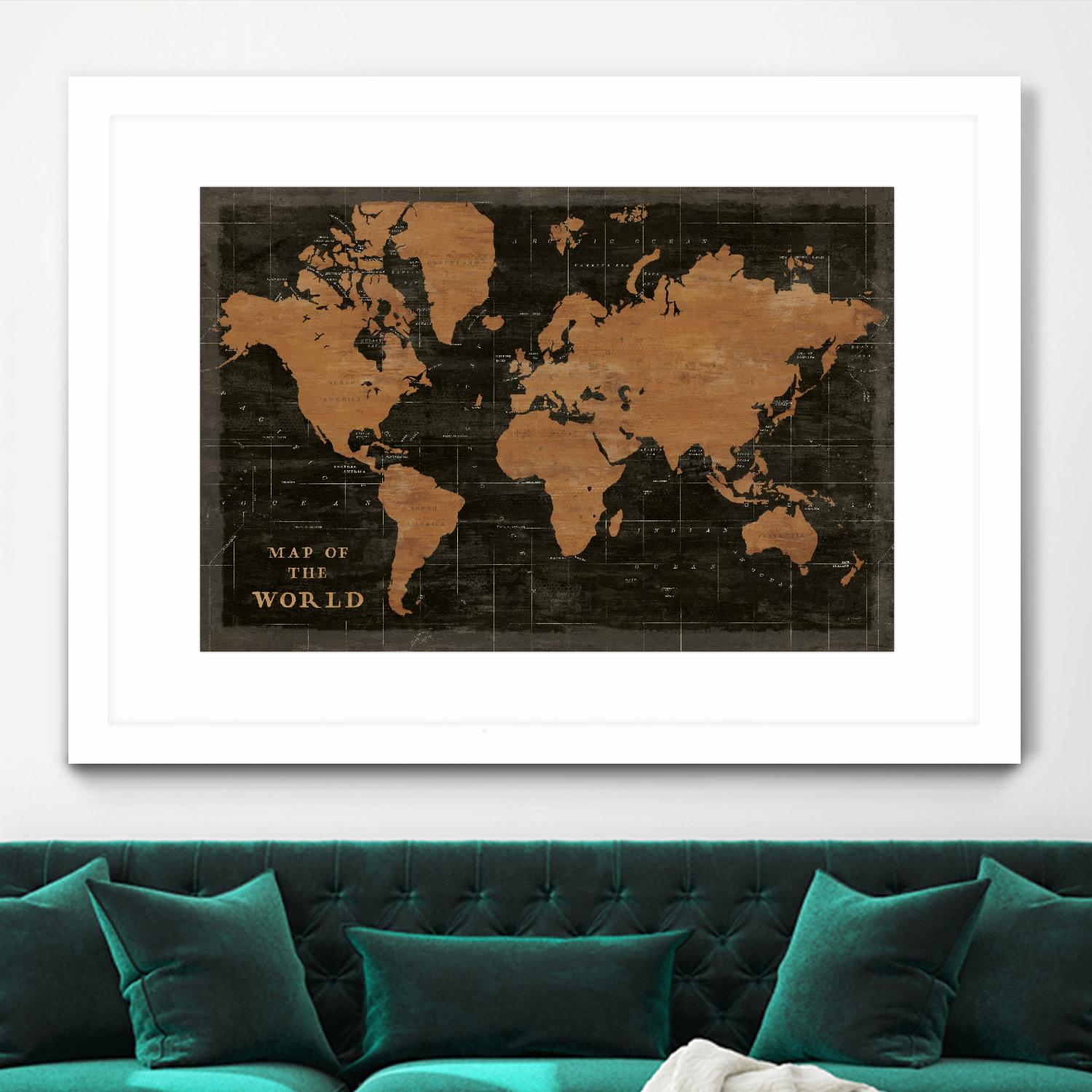 World Map Industrial by Sue Schlabach on GIANT ART - black  maps words and phrases