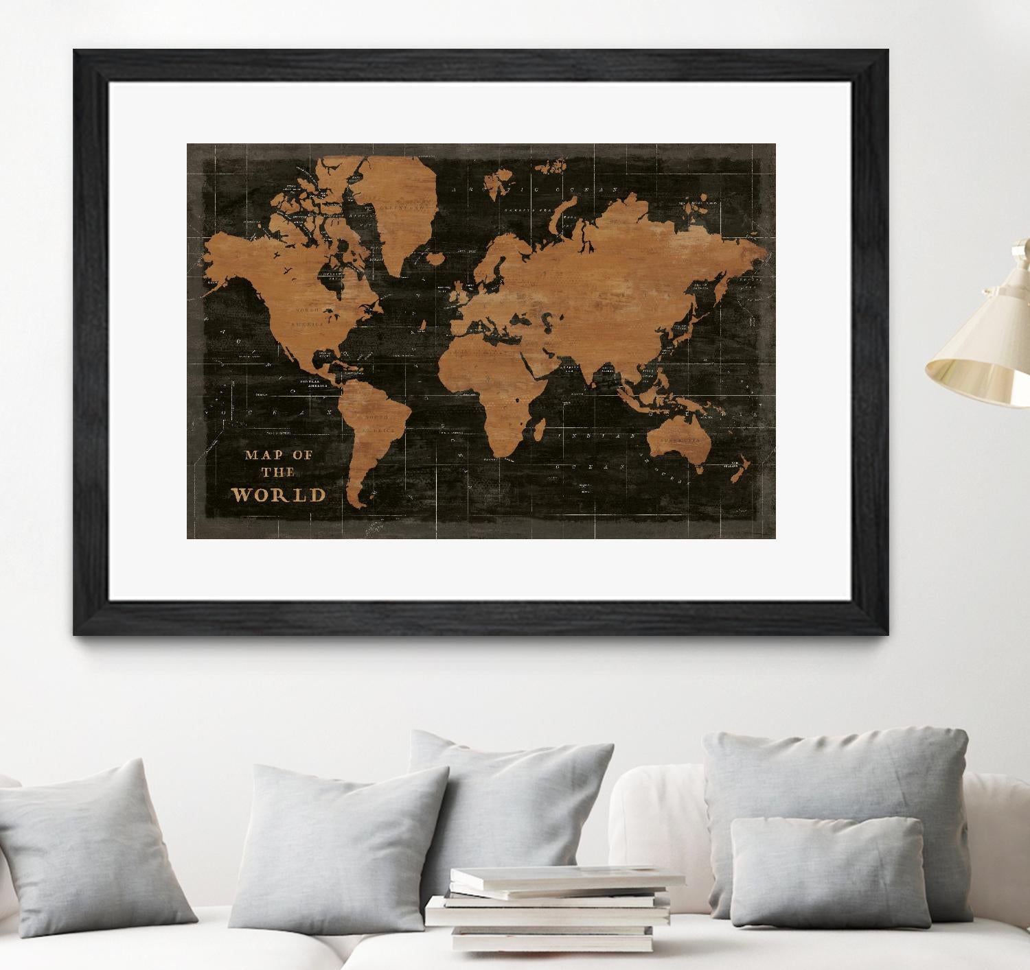 World Map Industrial by Sue Schlabach on GIANT ART - black  maps words and phrases