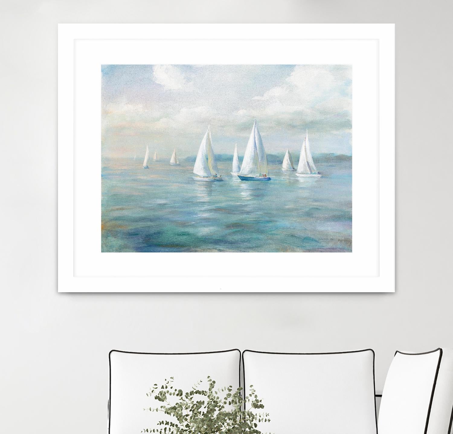 Setting Sail by Danhui Nai on GIANT ART - blue coastal & nautical sails