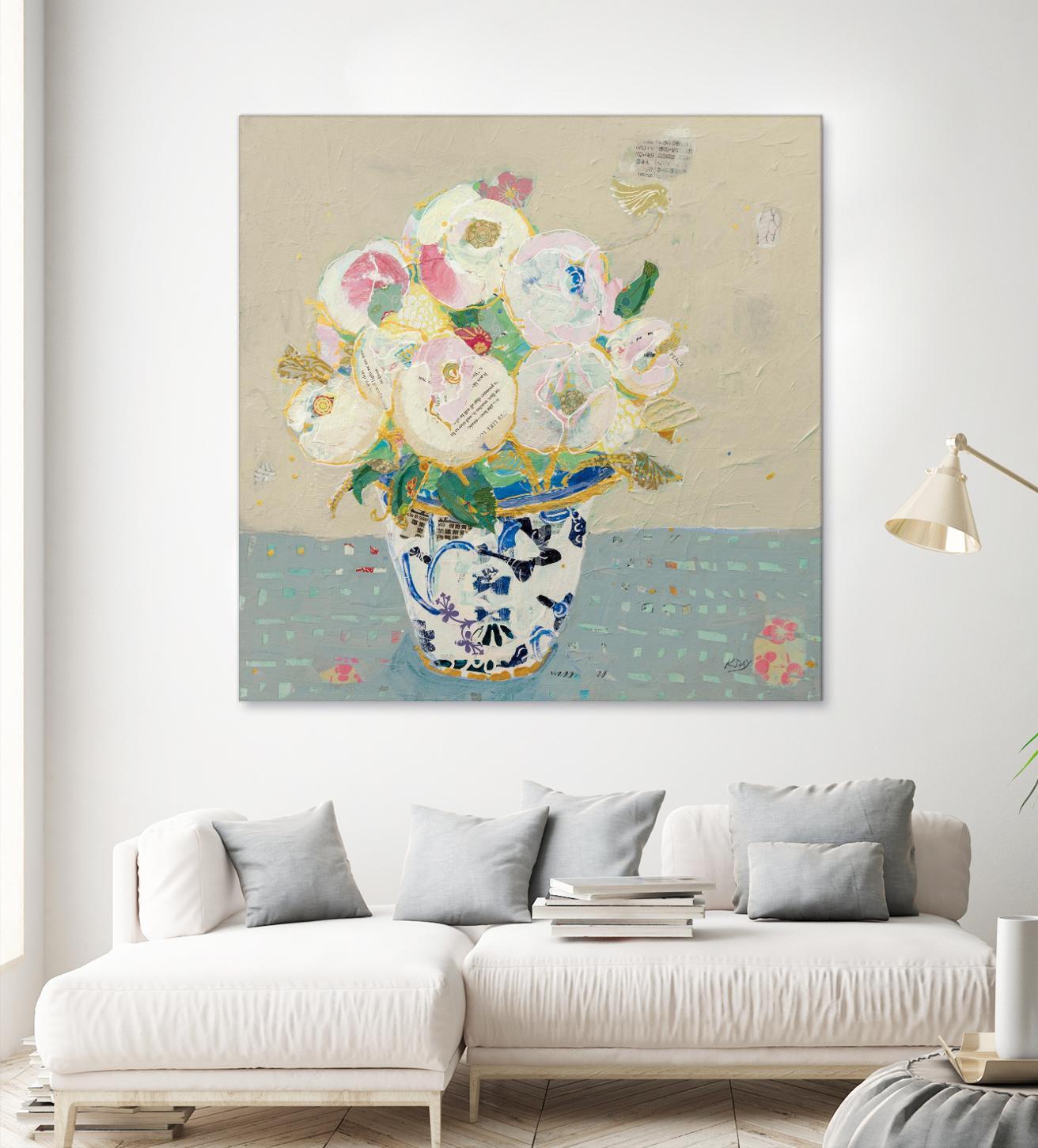 Kristens Peonies Neutral by Kellie Day on GIANT ART - florals aqua