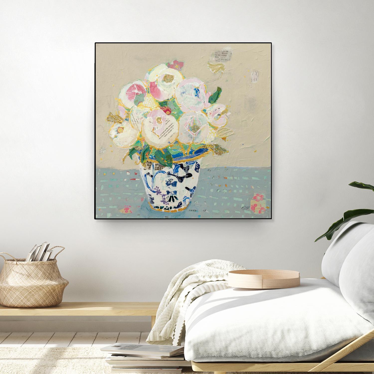 Kristens Peonies Neutral by Kellie Day on GIANT ART - florals aqua