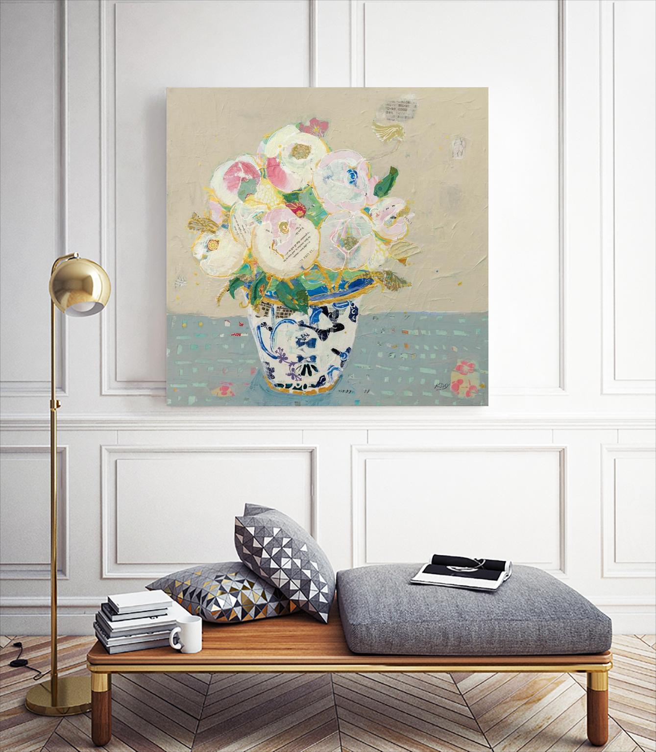 Kristens Peonies Neutral by Kellie Day on GIANT ART - beige flowers floral