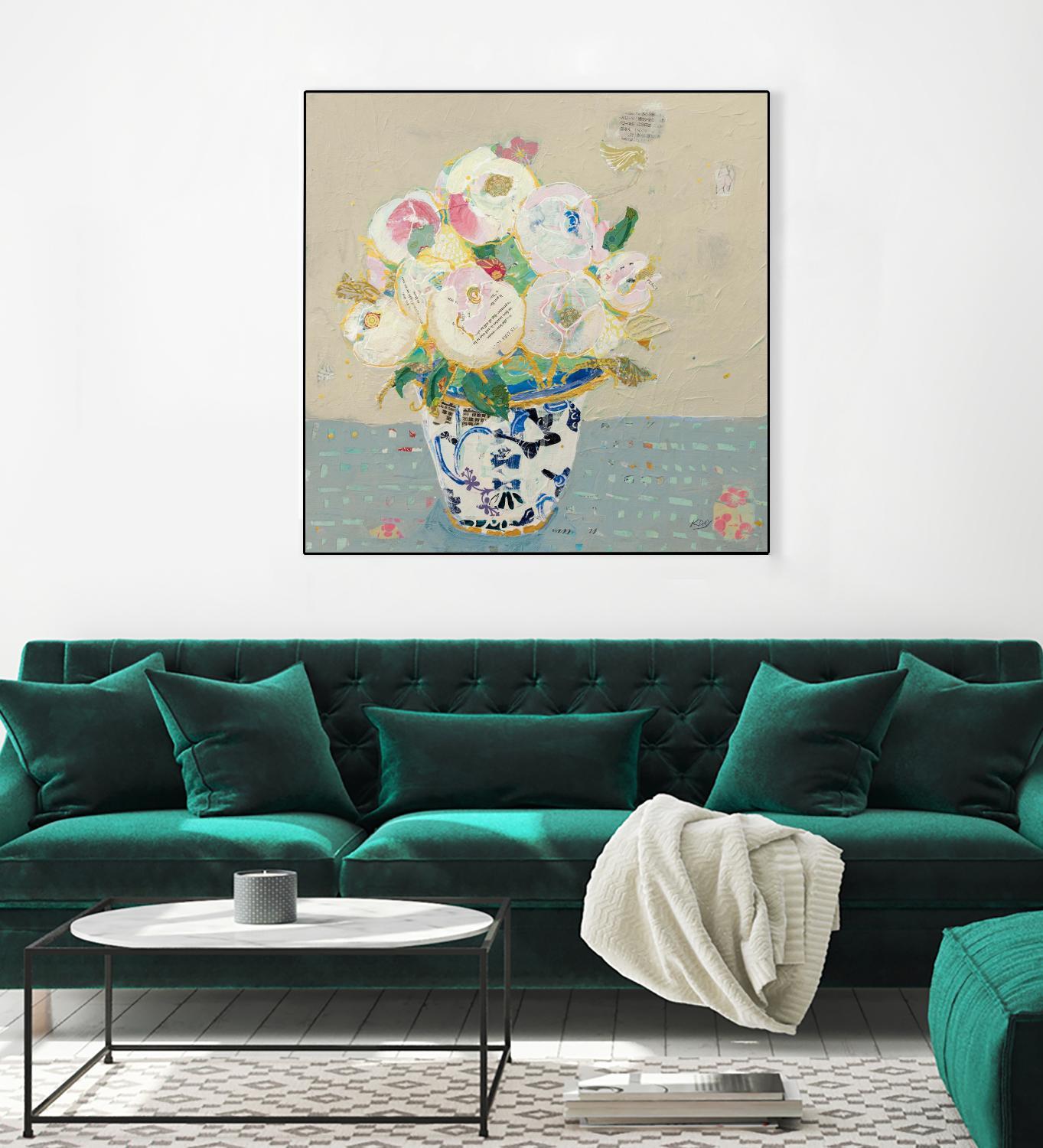 Kristens Peonies Neutral by Kellie Day on GIANT ART - florals aqua