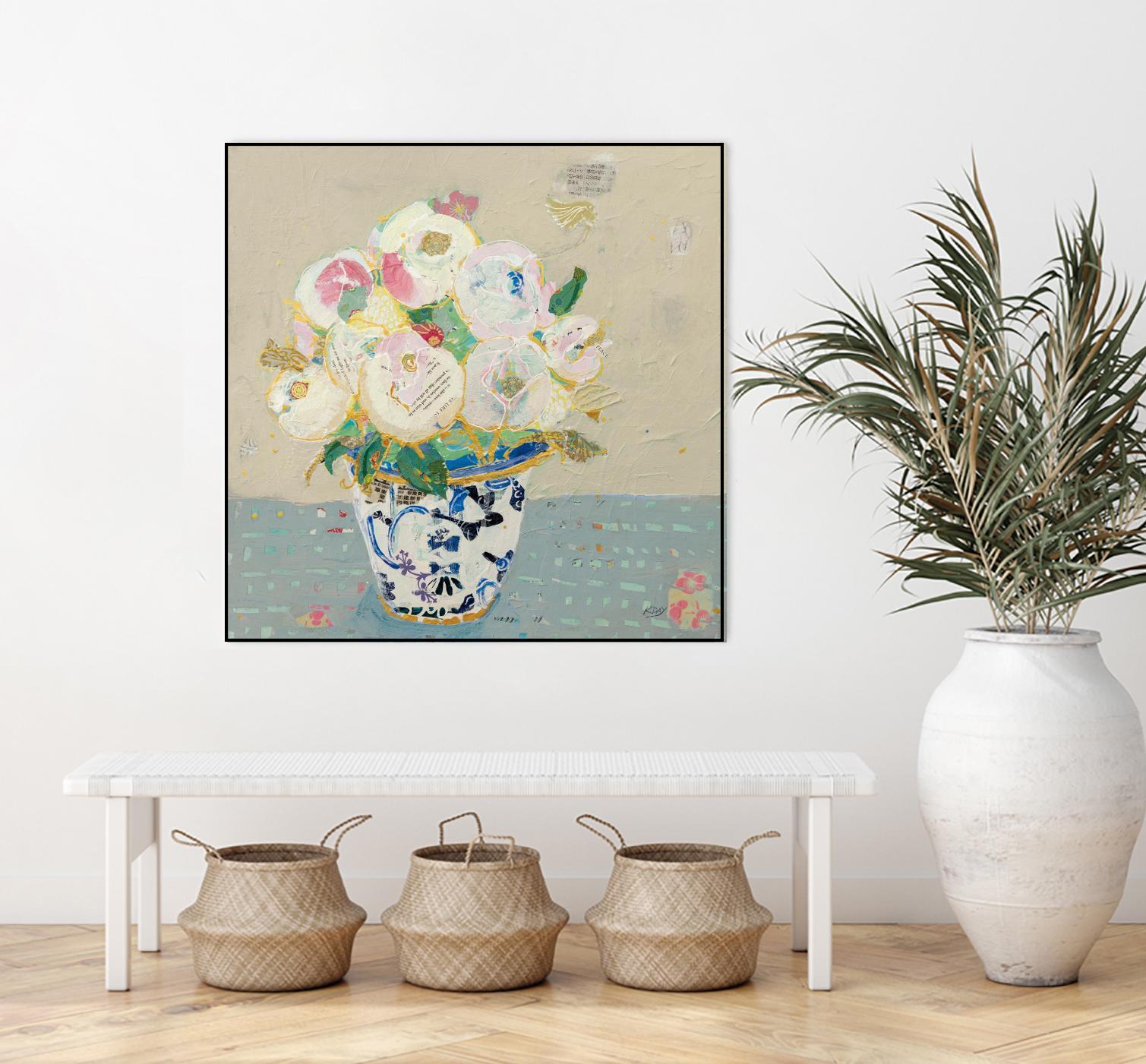 Kristens Peonies Neutral by Kellie Day on GIANT ART - florals aqua