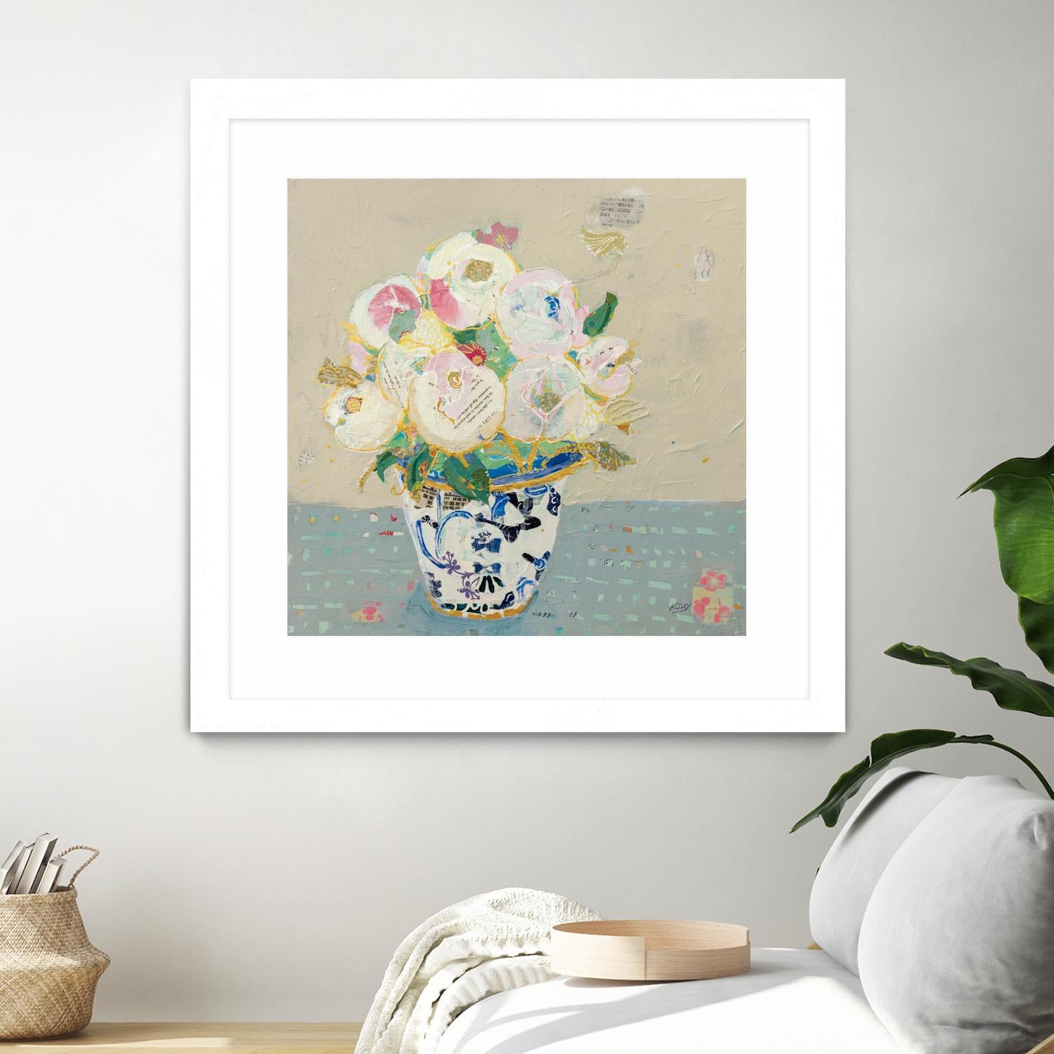 Kristens Peonies Neutral by Kellie Day on GIANT ART - florals aqua