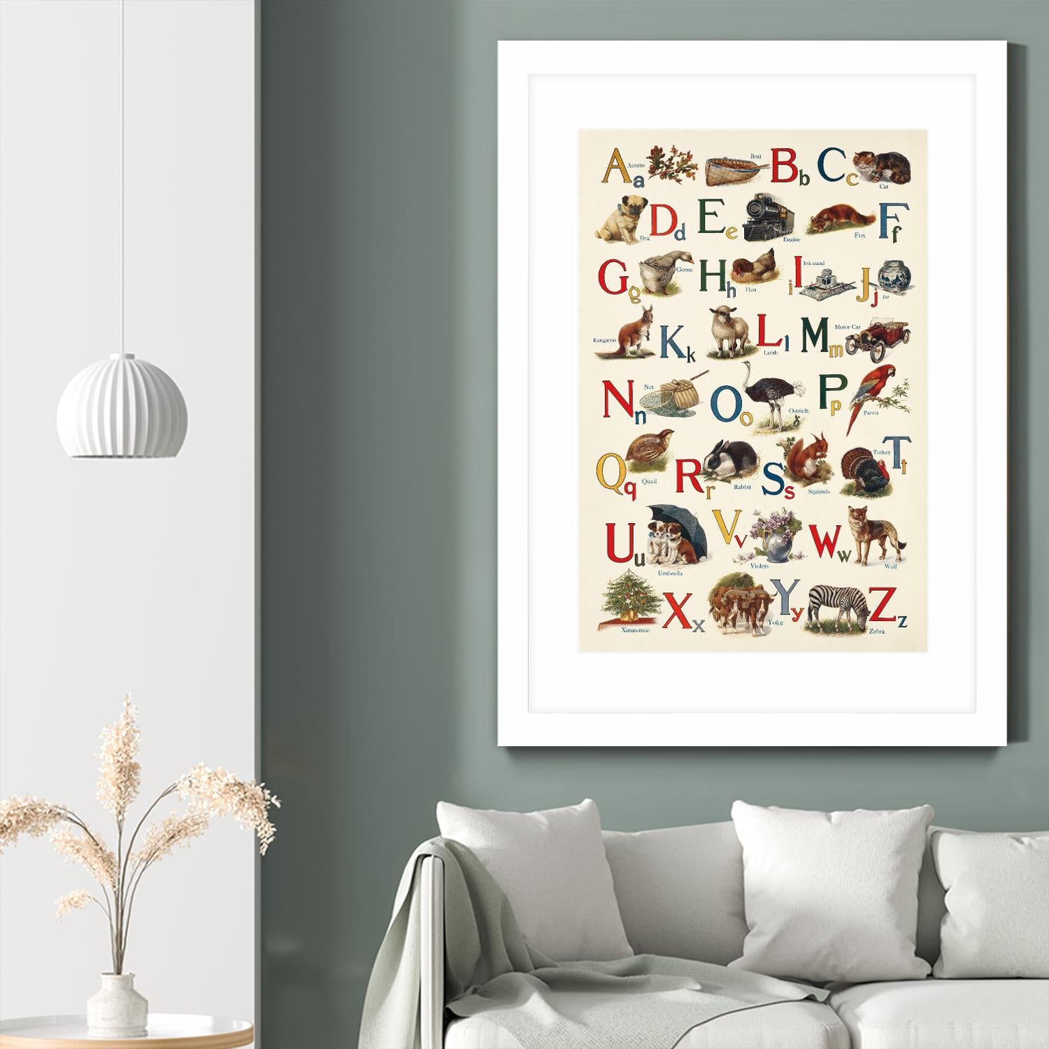 Schoolhouse Alphabet by Wild Apple on GIANT ART - beige illustration  flowers