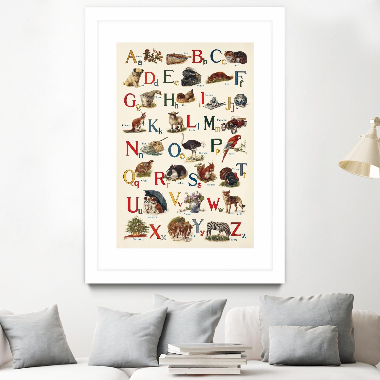 Schoolhouse Alphabet by Wild Apple on GIANT ART - beige illustration  flowers