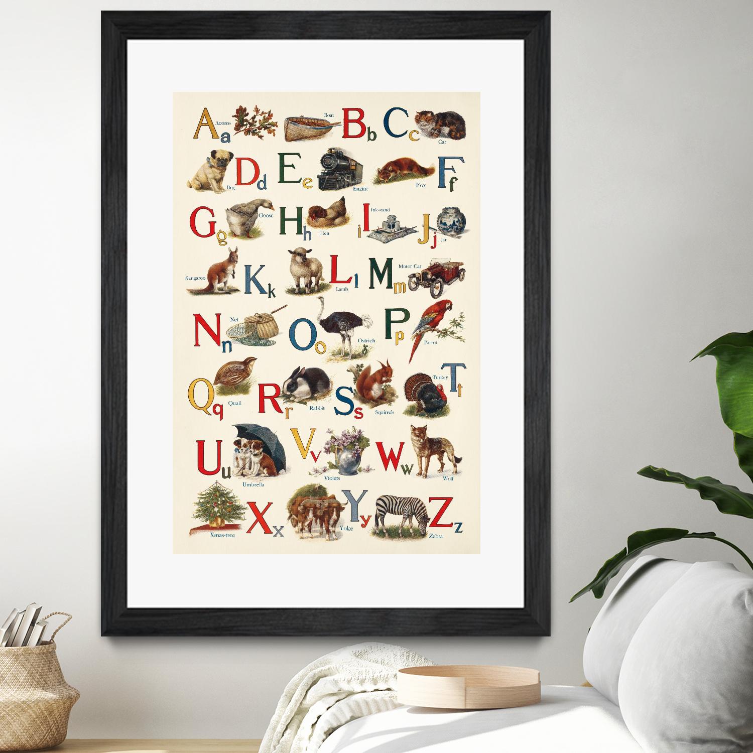 Schoolhouse Alphabet by Wild Apple on GIANT ART - beige illustration  flowers