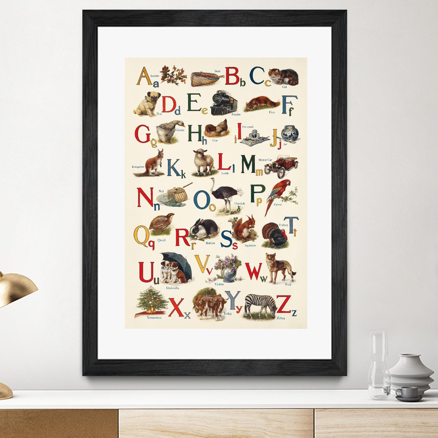 Schoolhouse Alphabet by Wild Apple on GIANT ART - beige illustration  flowers