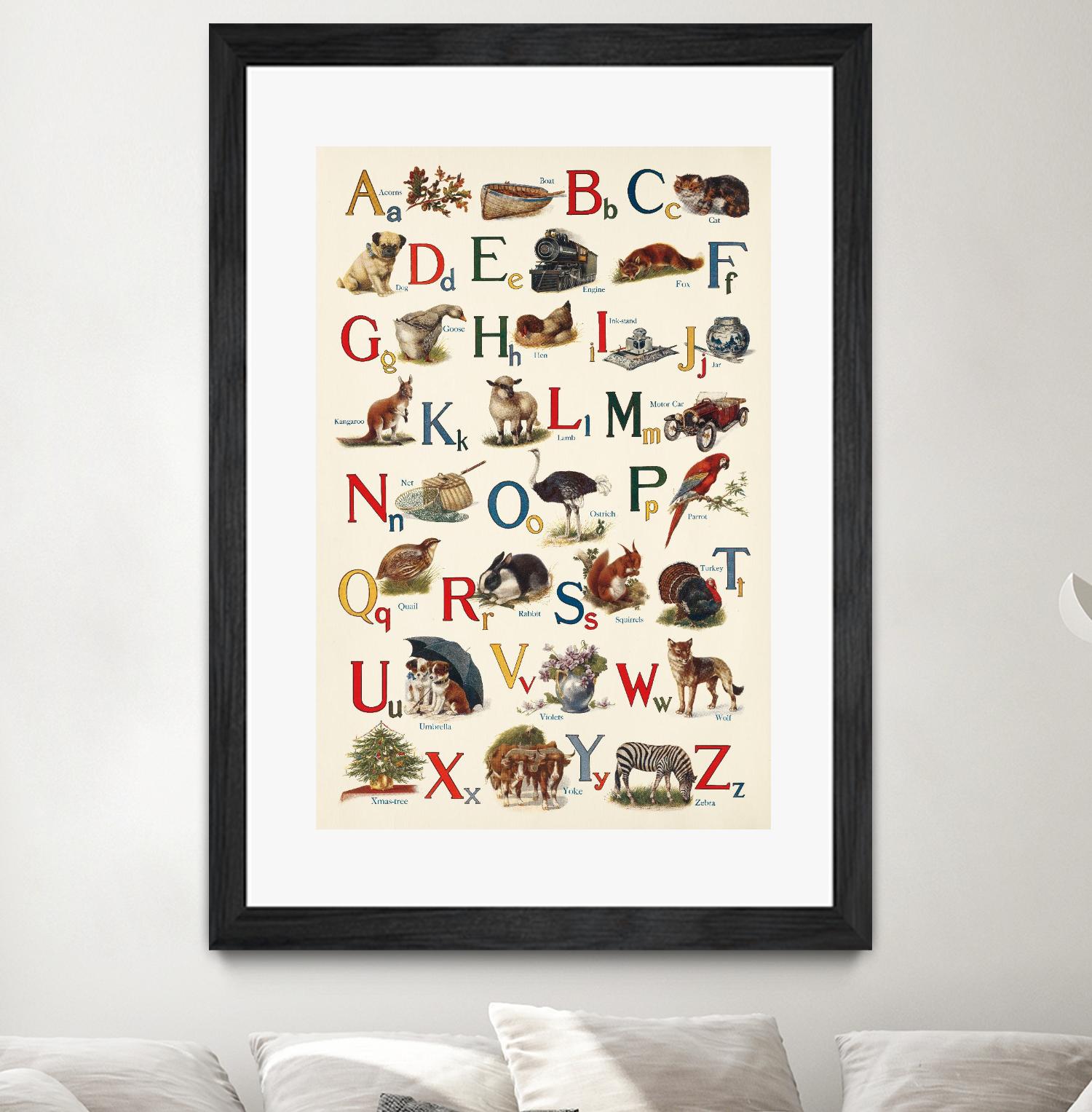 Schoolhouse Alphabet by Wild Apple on GIANT ART - beige illustration  flowers
