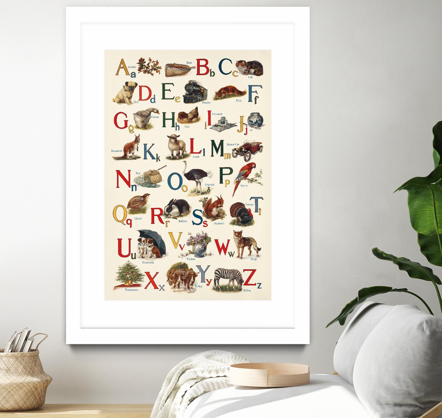 Schoolhouse Alphabet by Wild Apple on GIANT ART - beige illustration  flowers