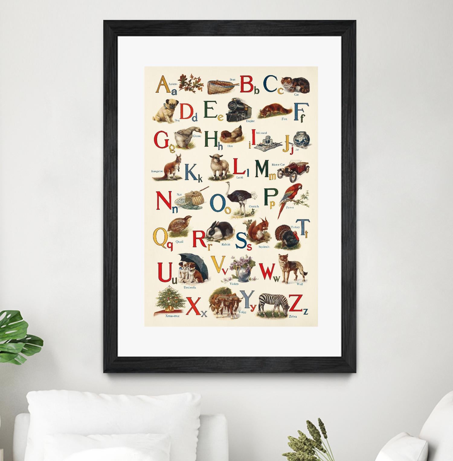 Schoolhouse Alphabet by Wild Apple on GIANT ART - beige illustration  flowers