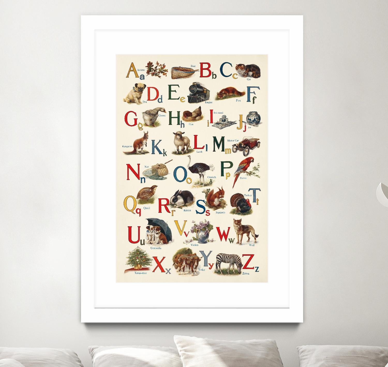Schoolhouse Alphabet by Wild Apple on GIANT ART - beige illustration  flowers
